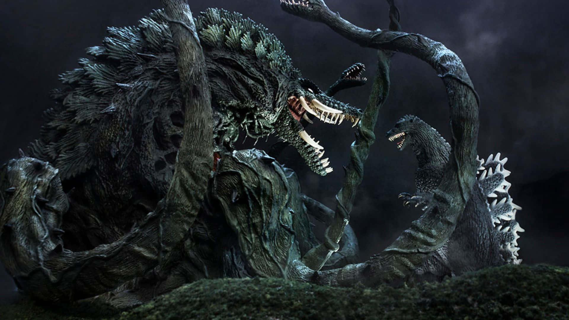 Godzillaenfrenta A Biollante En Una Batalla Épica. Fondo de pantalla