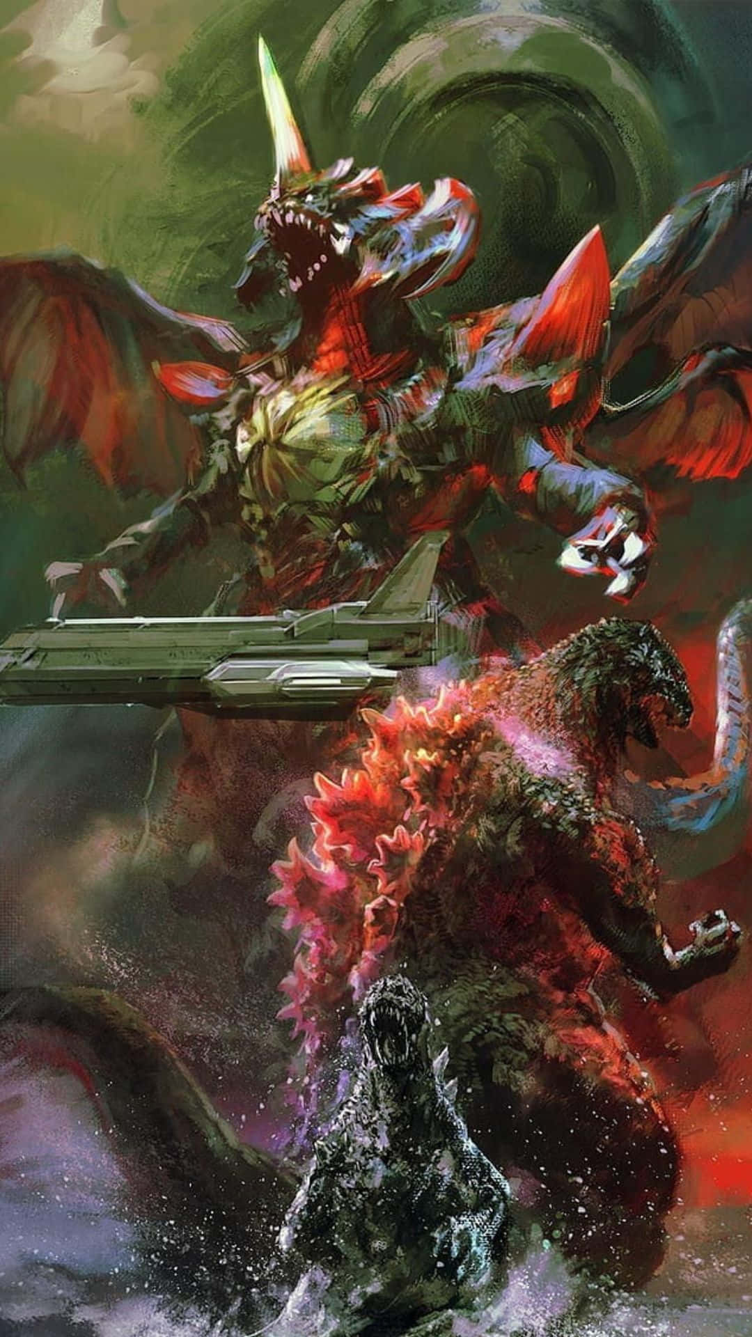 Epic Battle Between Godzilla and Destoroyah Wallpaper