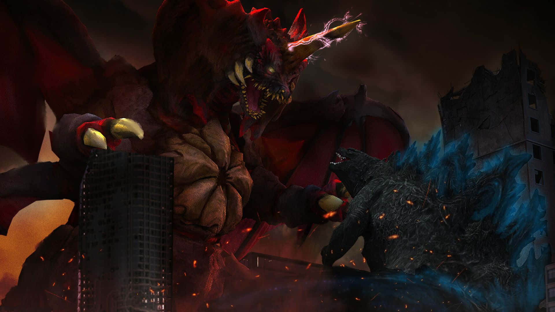 Epic Battle between Godzilla and Destoroyah Wallpaper