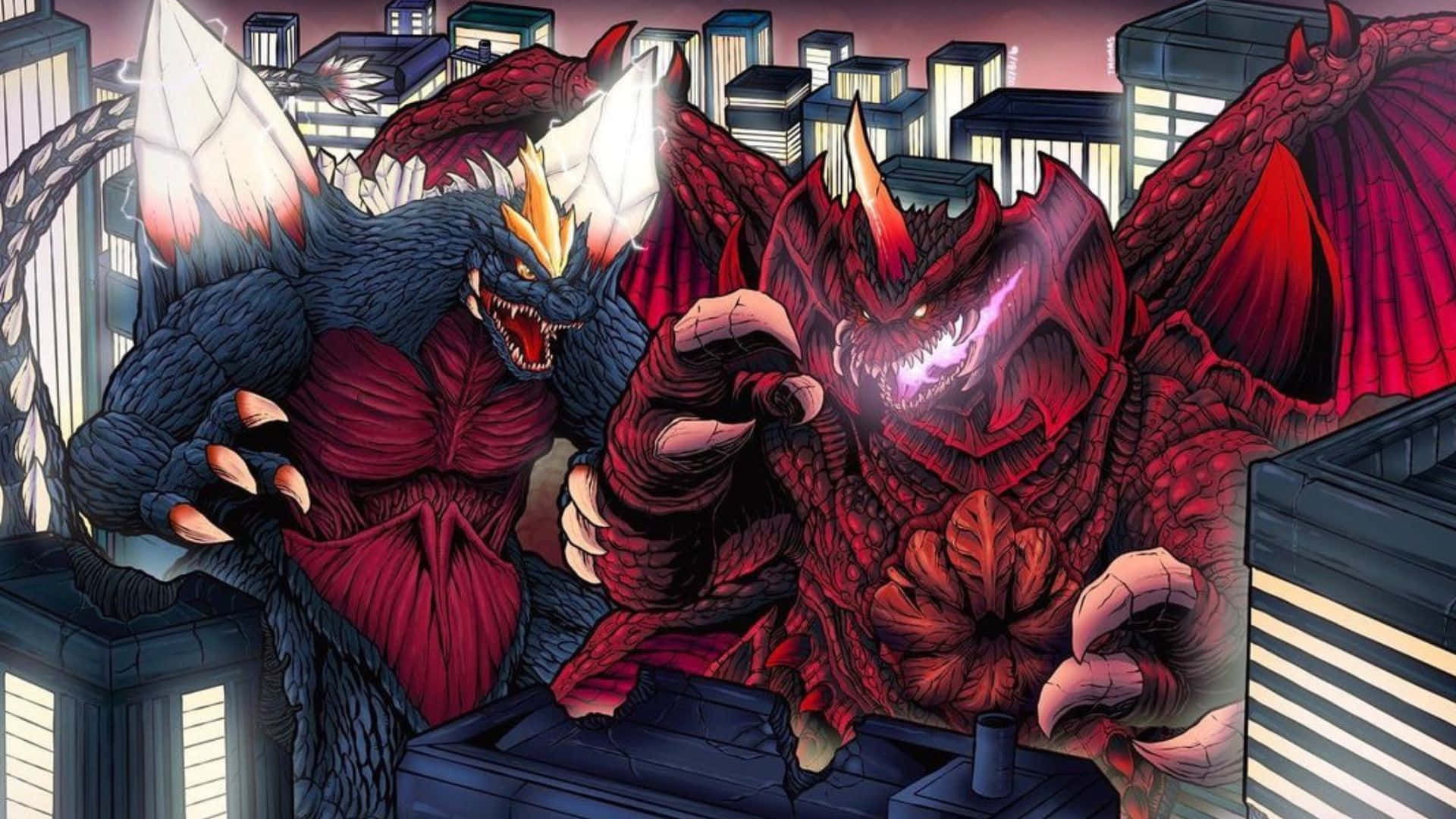 An epic confrontation between Godzilla and Destoroyah Wallpaper