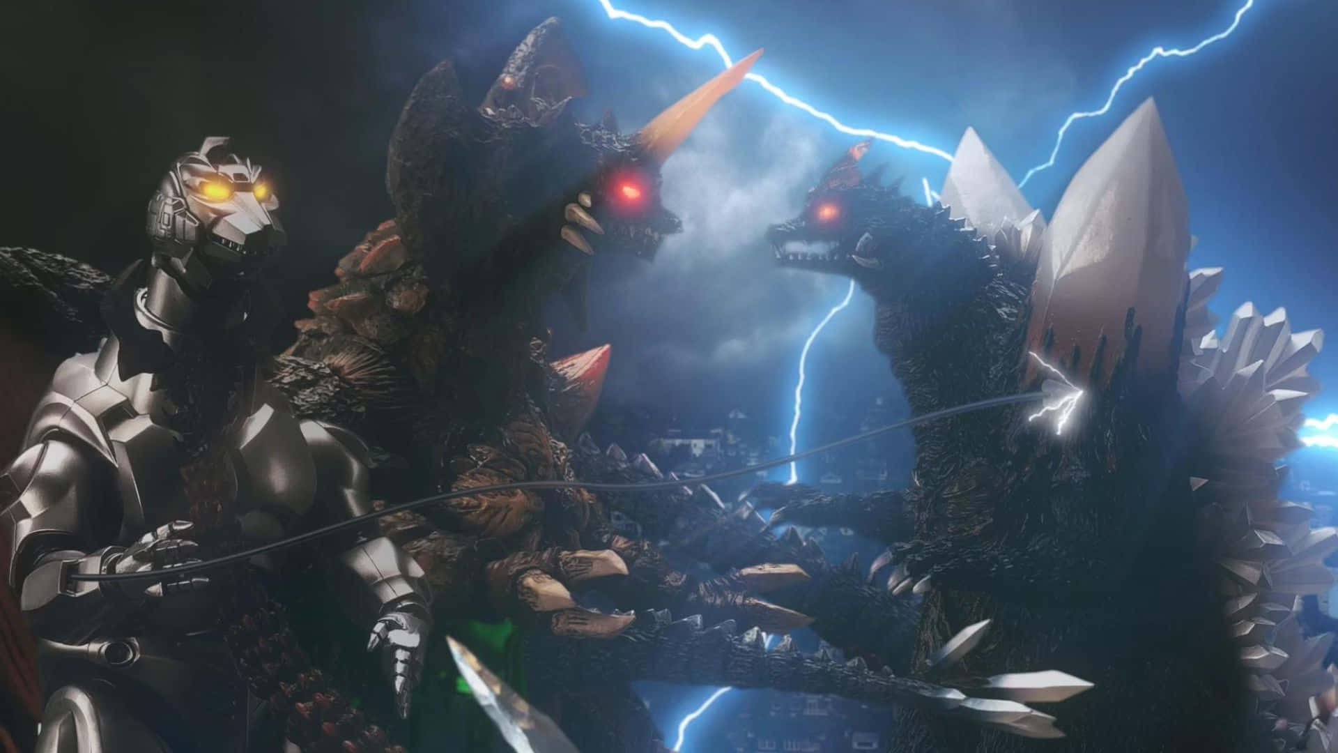 Intense Battle between Godzilla and Destoroyah Wallpaper