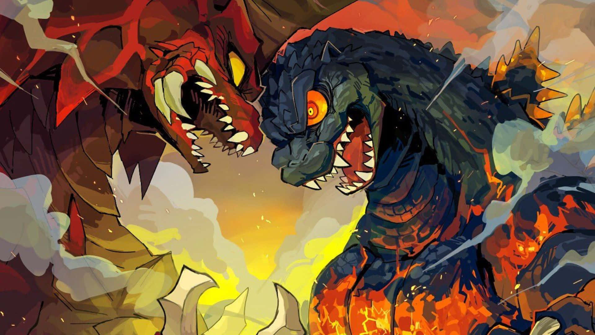 Godzilla and Destoroyah in Epic Battle Wallpaper