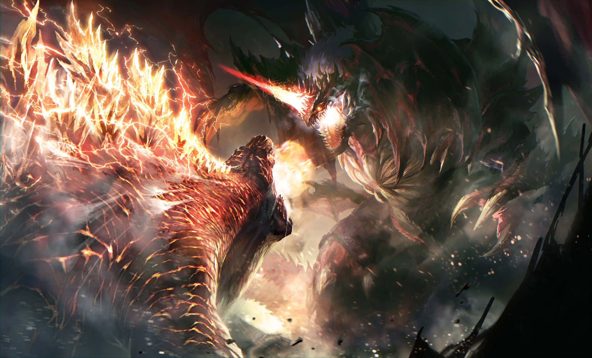 Godzilla and Destoroyah face off in an epic battle Wallpaper