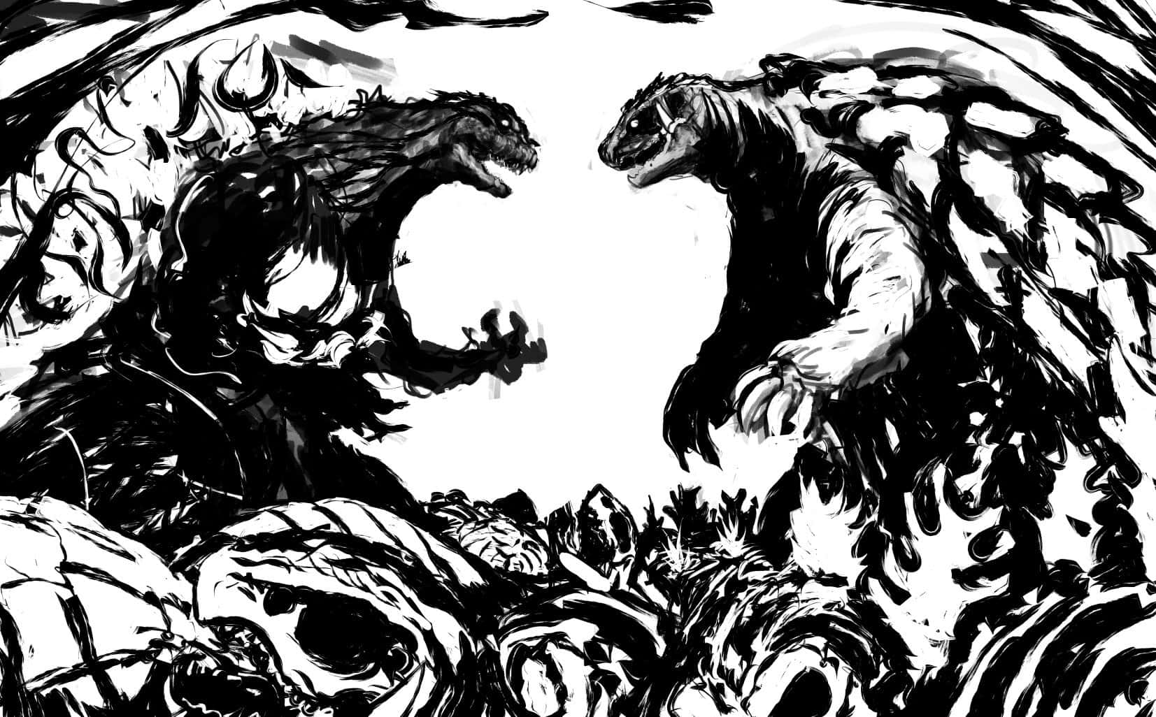 Epic Battle: Godzilla vs Gamera Wallpaper