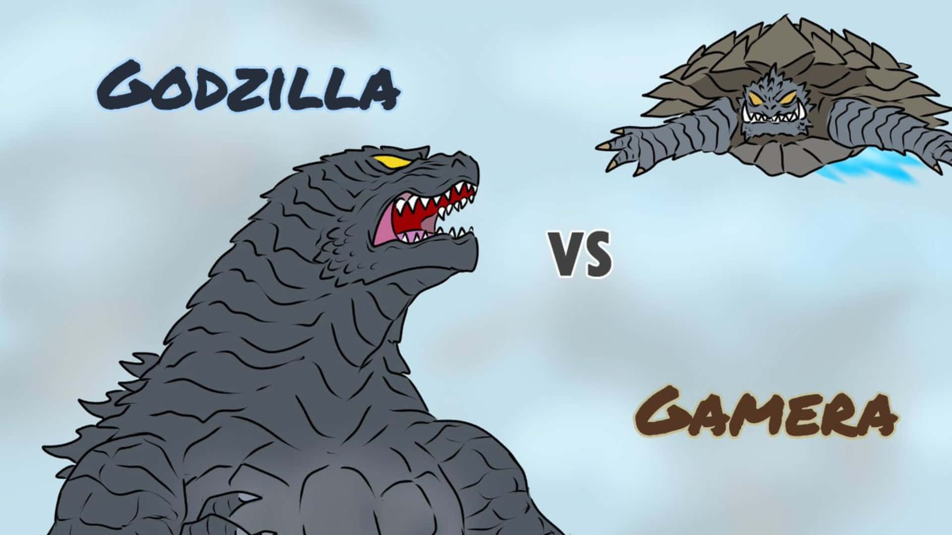 Épicoenfrentamiento Entre Godzilla Y Gamera Fondo de pantalla