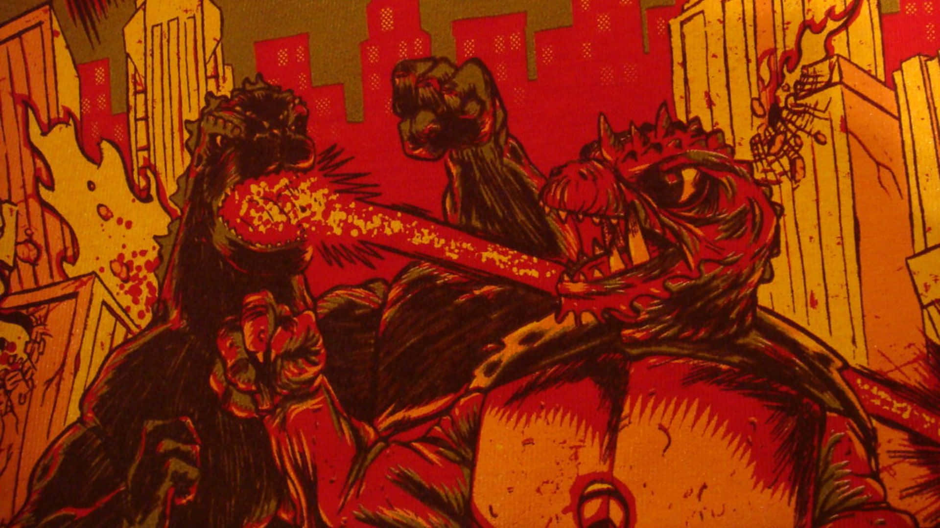 Epic Battle Between Godzilla and Gamera Wallpaper