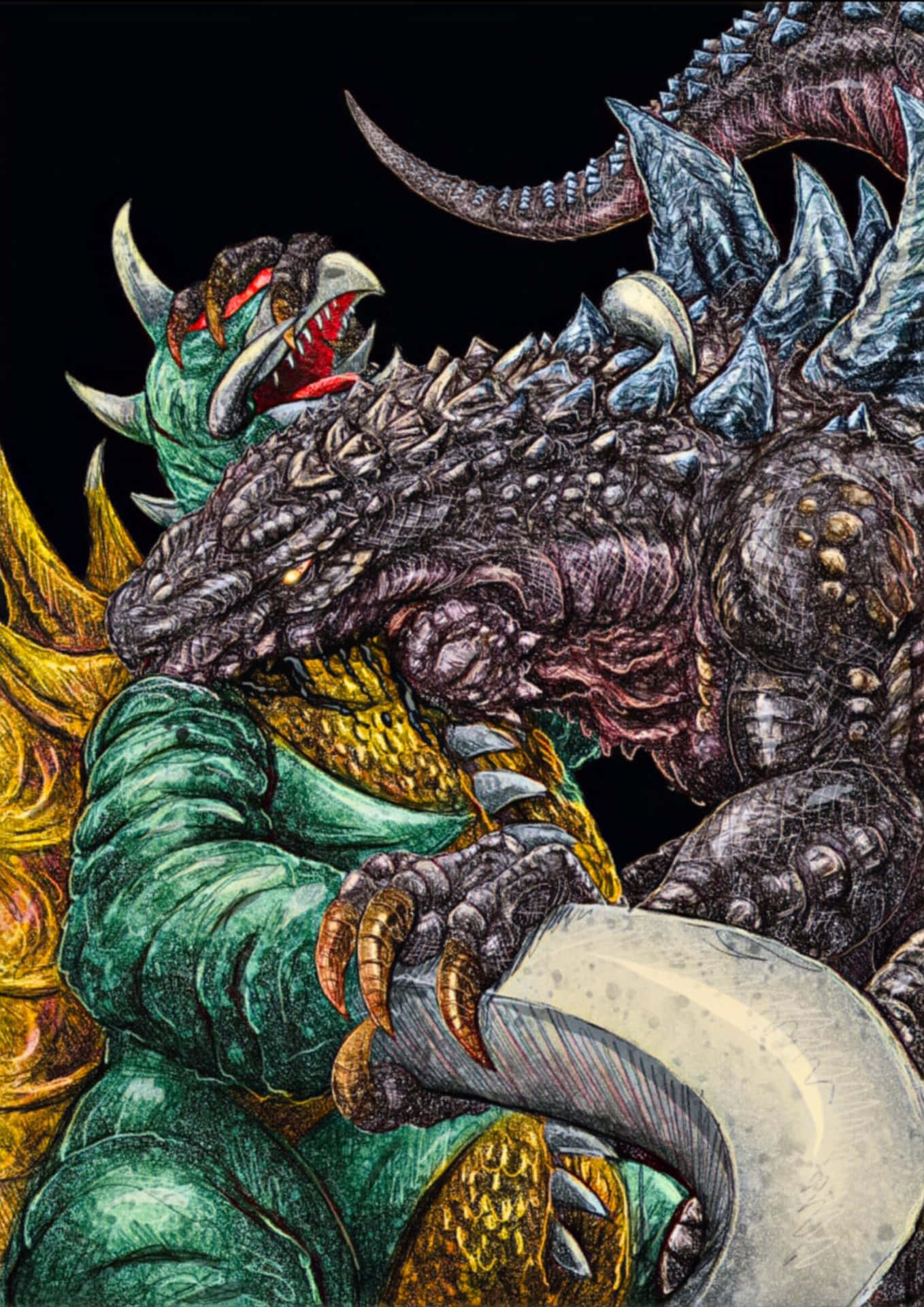 Godzilla and Gigan's Epic Battle Wallpaper