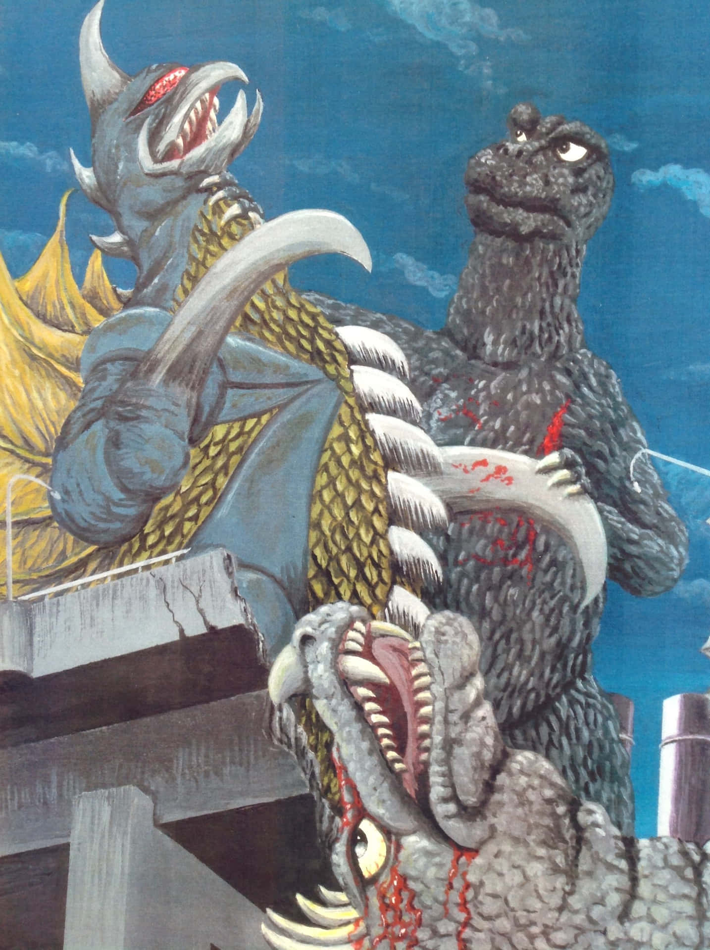Epic Battle between Godzilla and Gigan Wallpaper