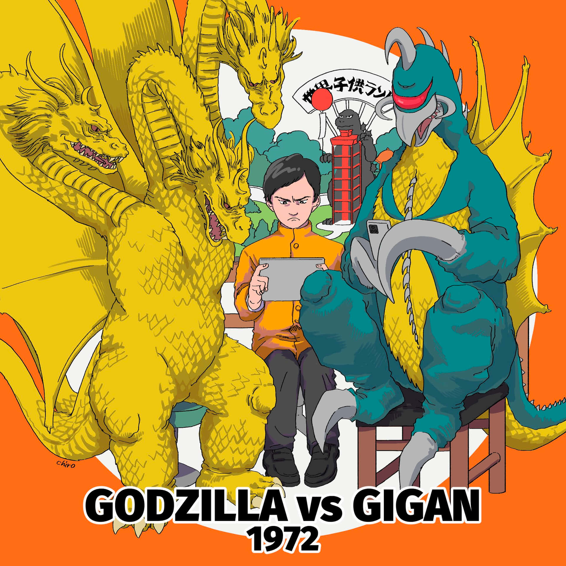 Epic Battle: Godzilla vs. Gigan Wallpaper