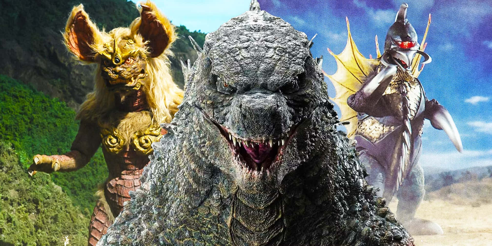 Godzilla and King Caesar in an epic battle Wallpaper