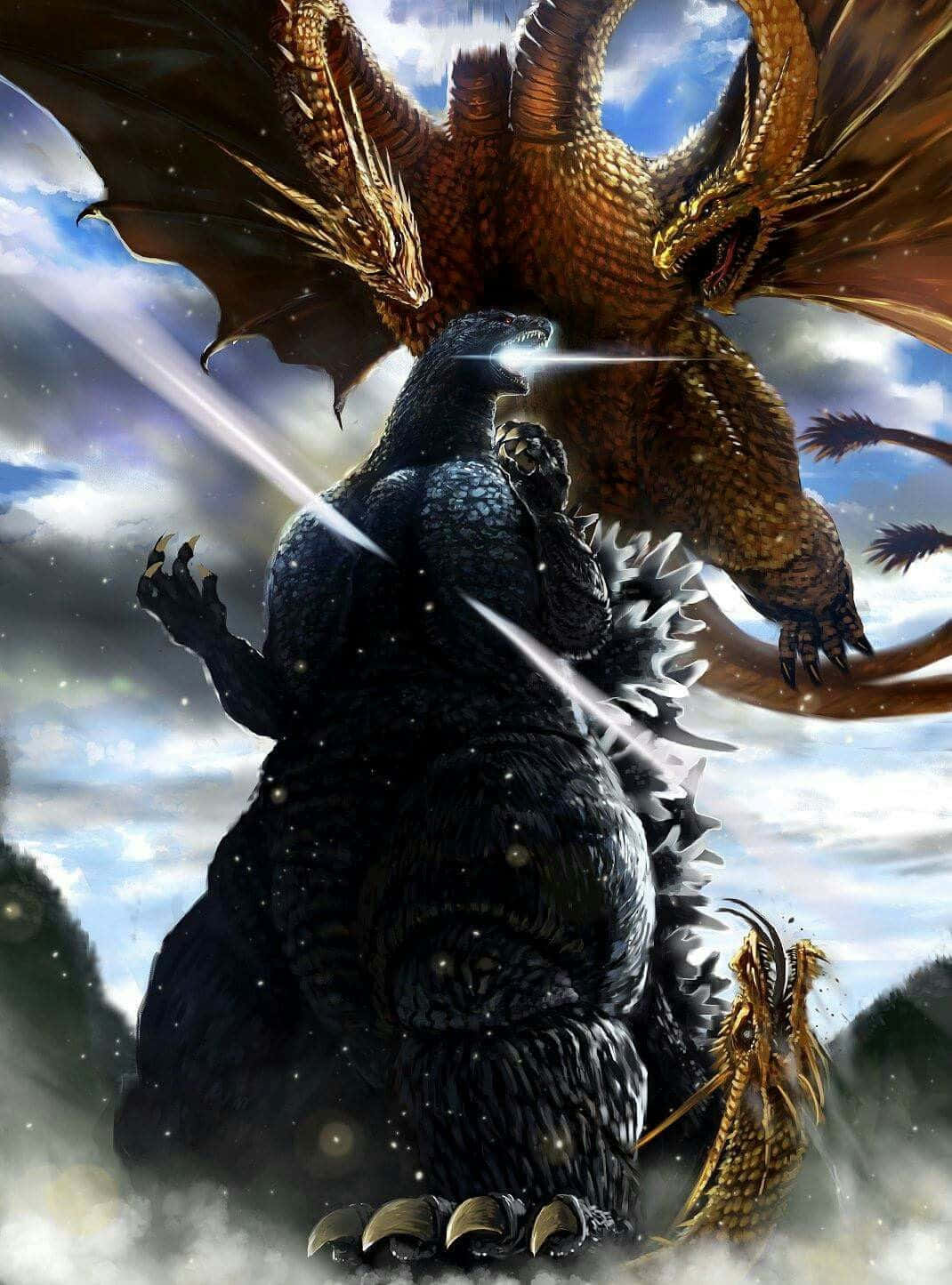 Epic Battle Between Godzilla and King Ghidorah Wallpaper