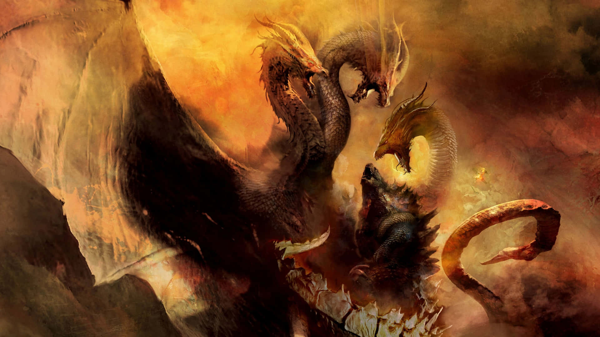 Epic Battle: Godzilla Vs King Ghidorah Wallpaper