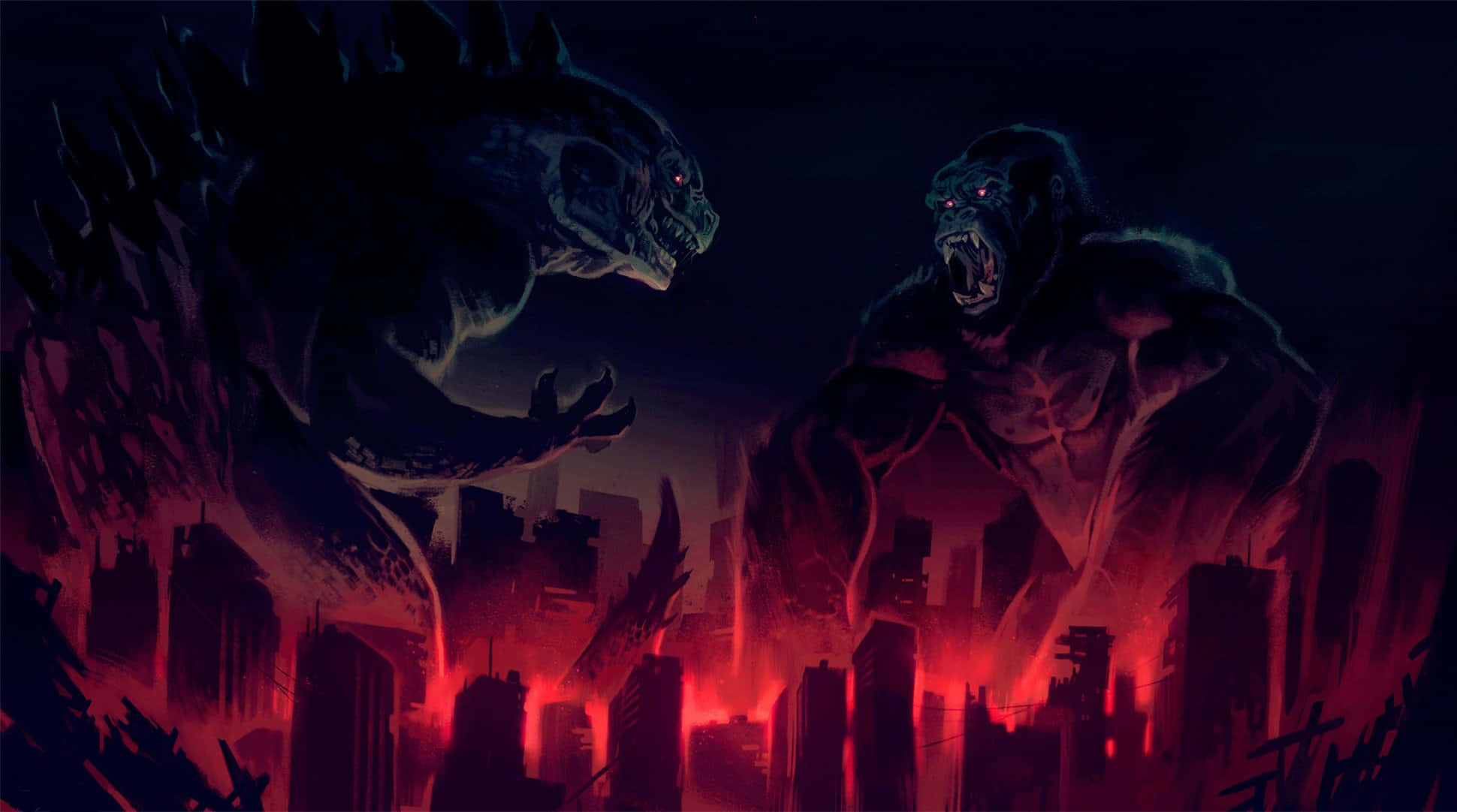 Godzilla and Kong face off in an epic battle