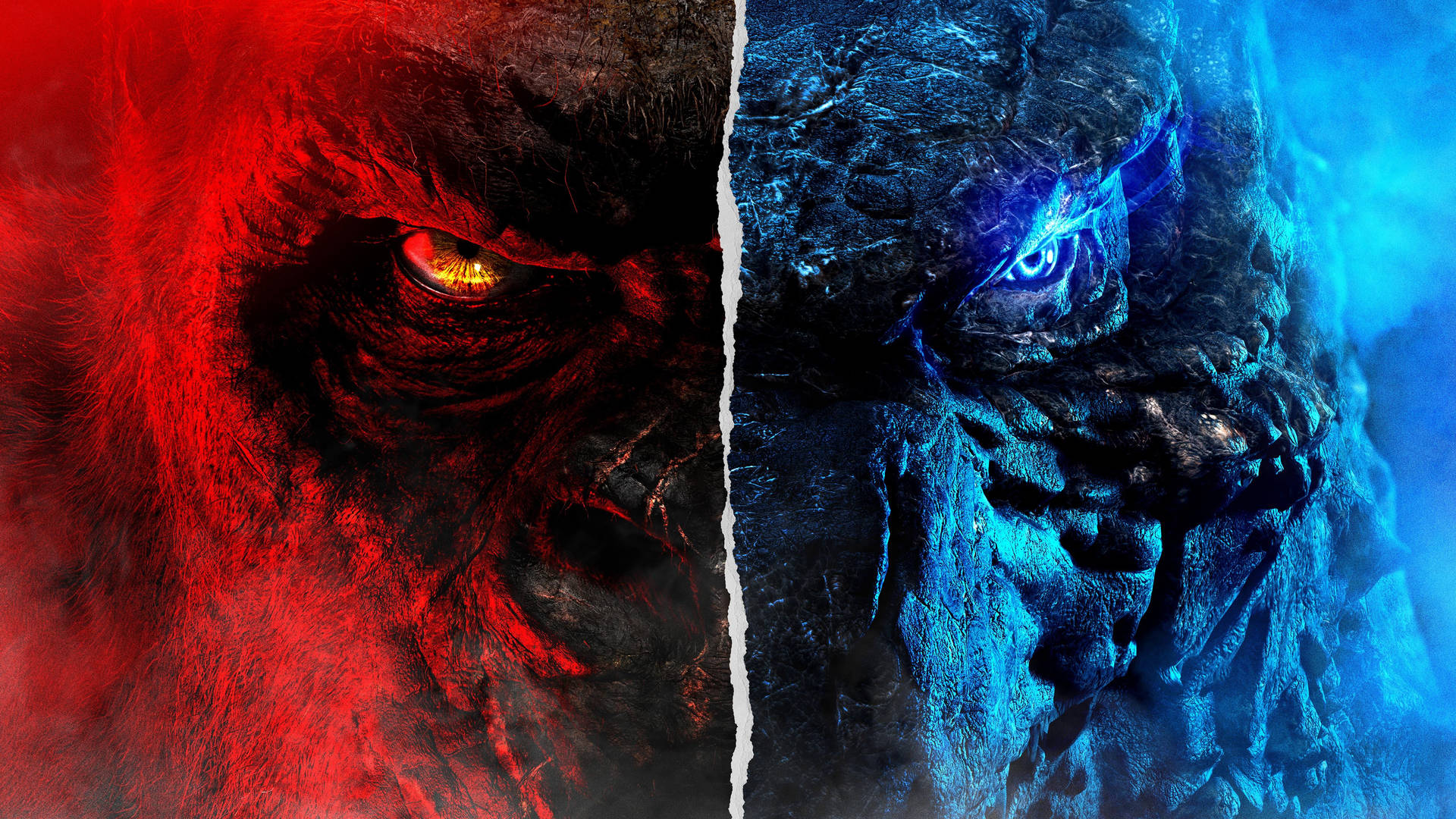 En rød og blå monster med et rødt ansigt Wallpaper