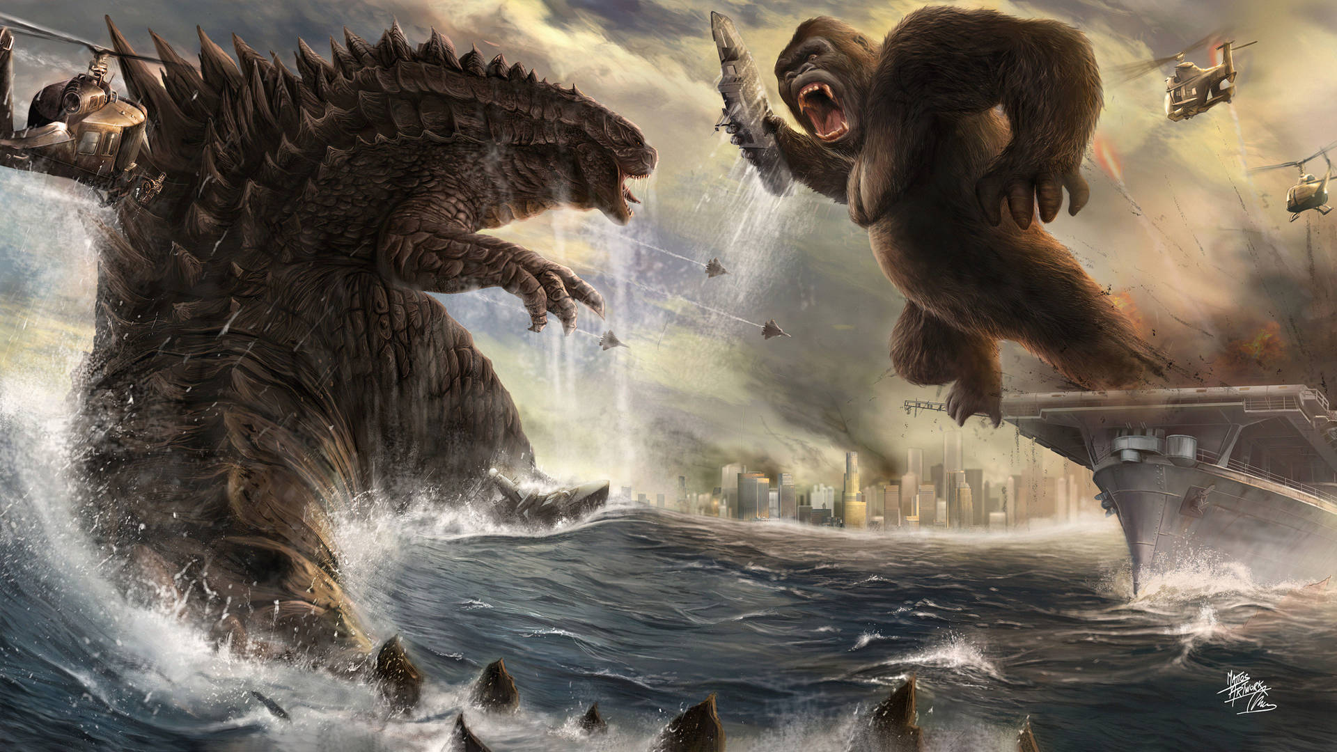 Godzillavs King Kong Fondo de pantalla
