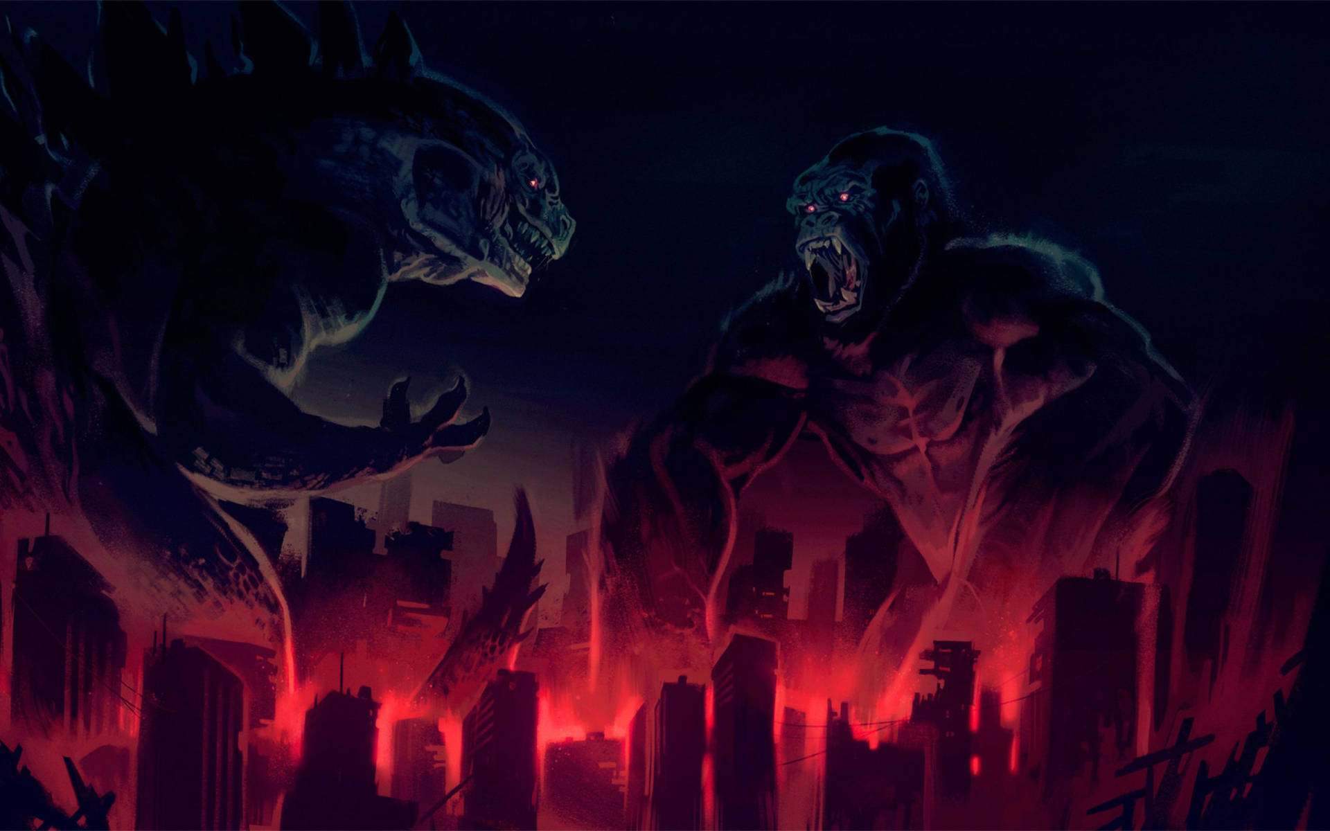 Godzilla mod Kong HD-tapet Wallpaper