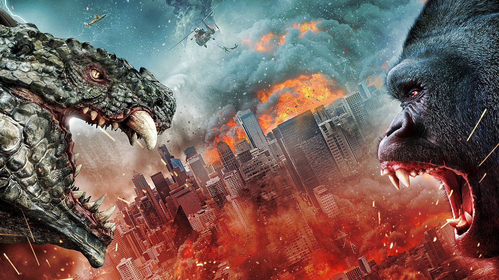 Kong Kong mod Aper - et filmplakat baggrund Wallpaper