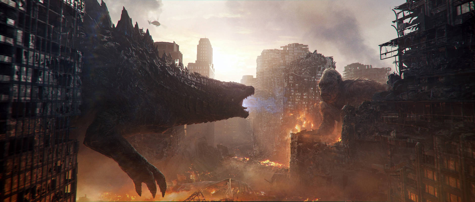 Godzilla mod King Kong - tapet Wallpaper