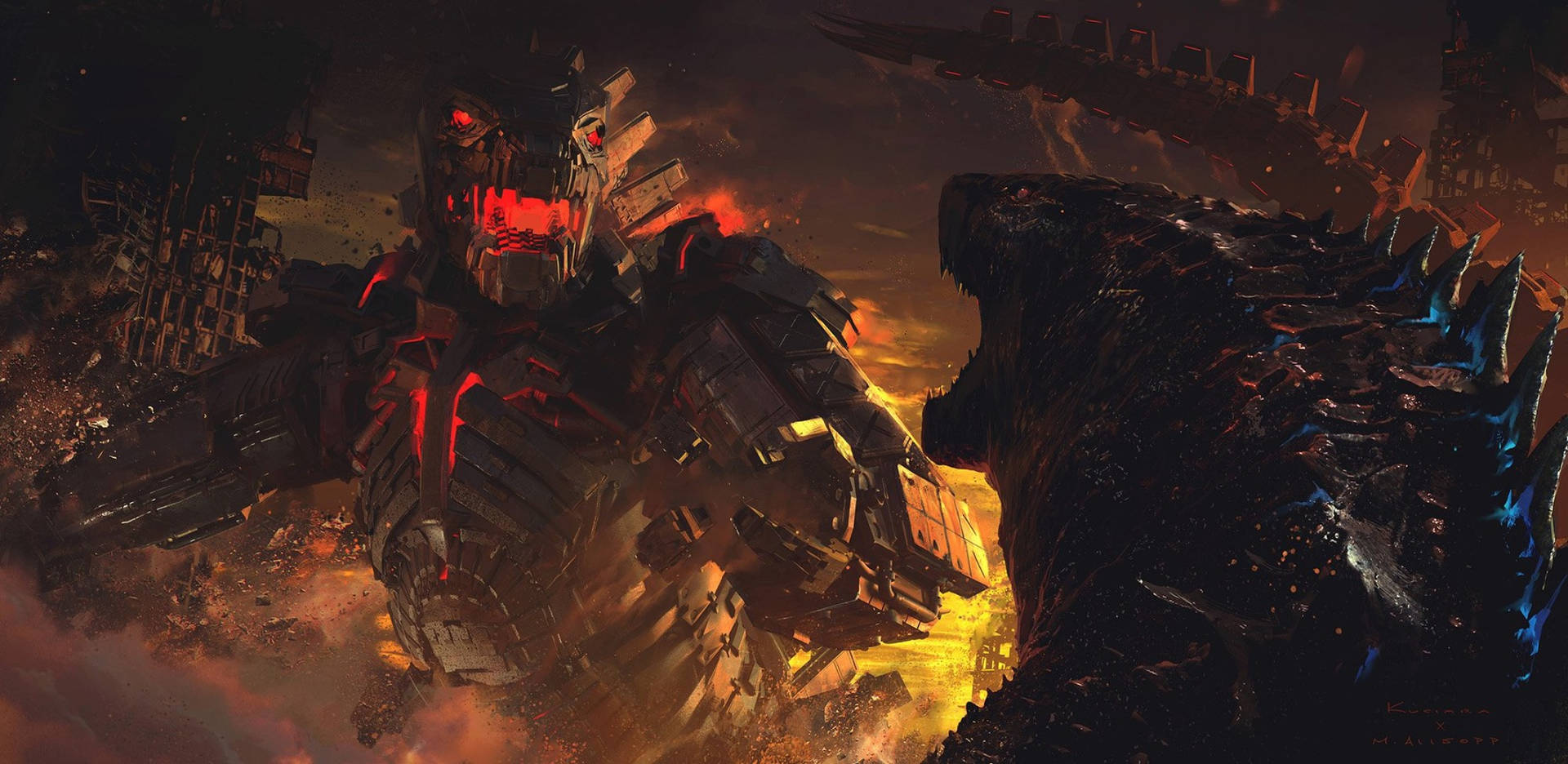 Godzillamot King Kong - Bakgrundsbild Wallpaper