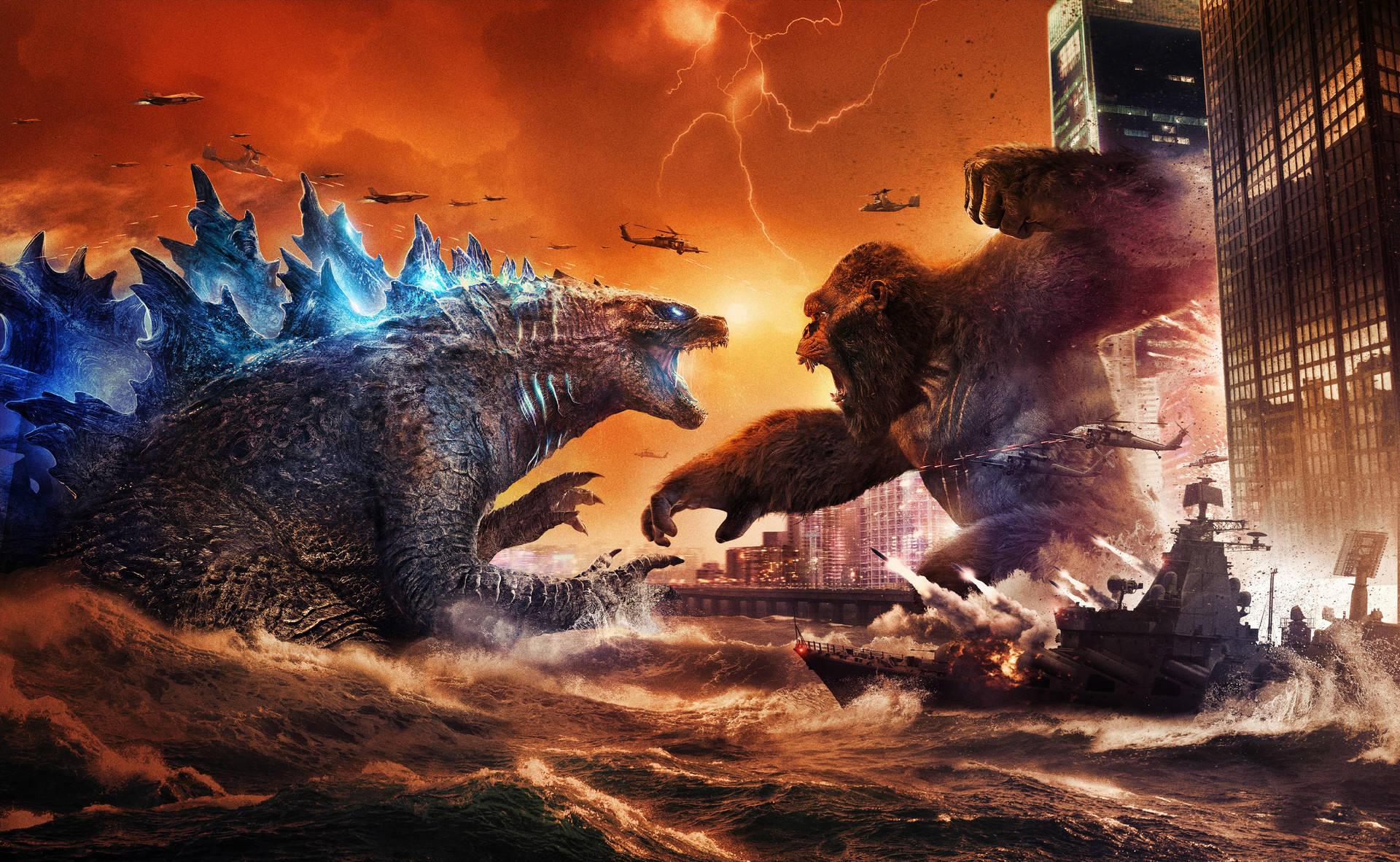 Godzillamot King Kong Hd-bakgrundsbild. Wallpaper