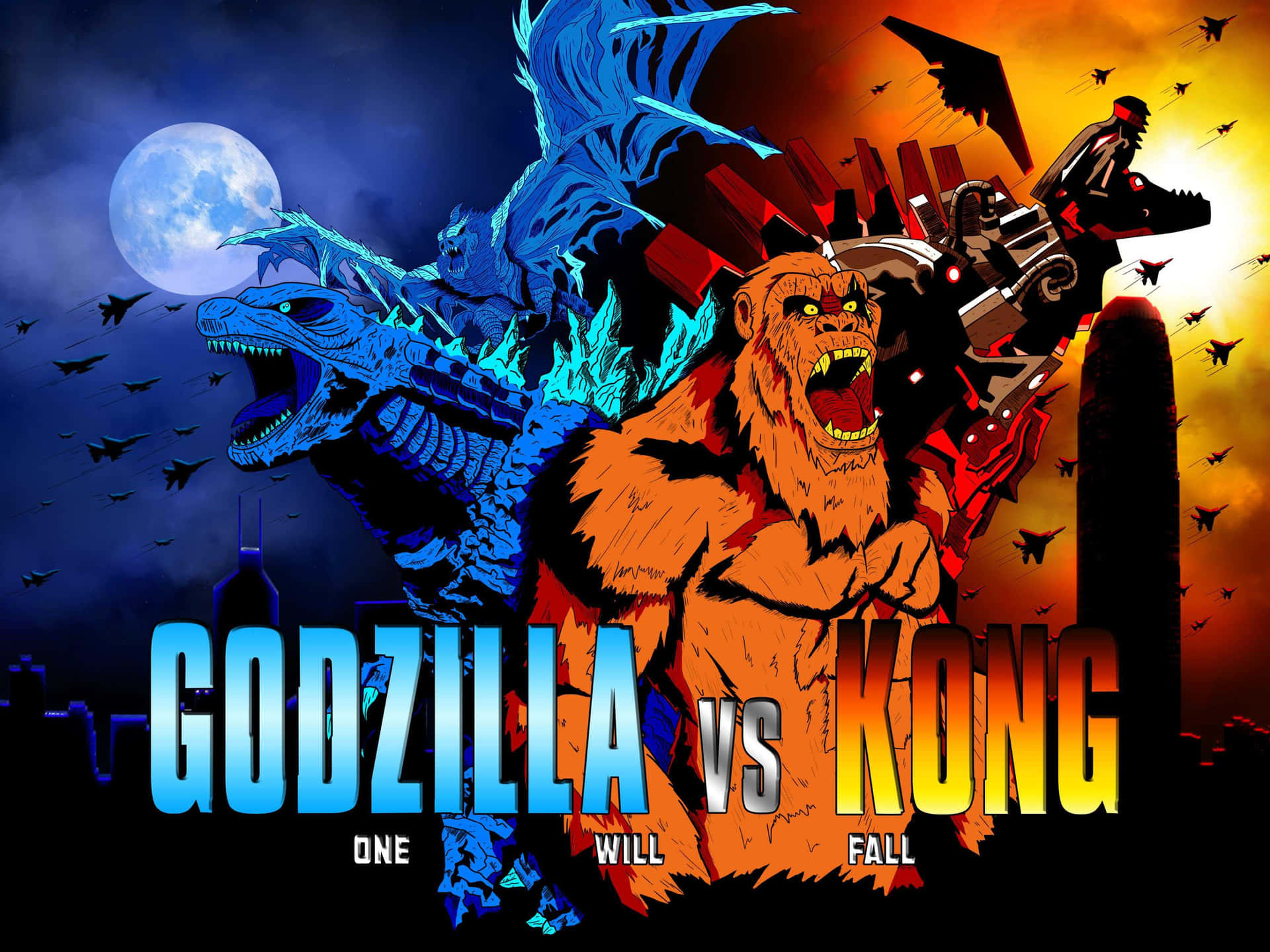 Godzillavs Kong 3600 X 2700 Bakgrund.