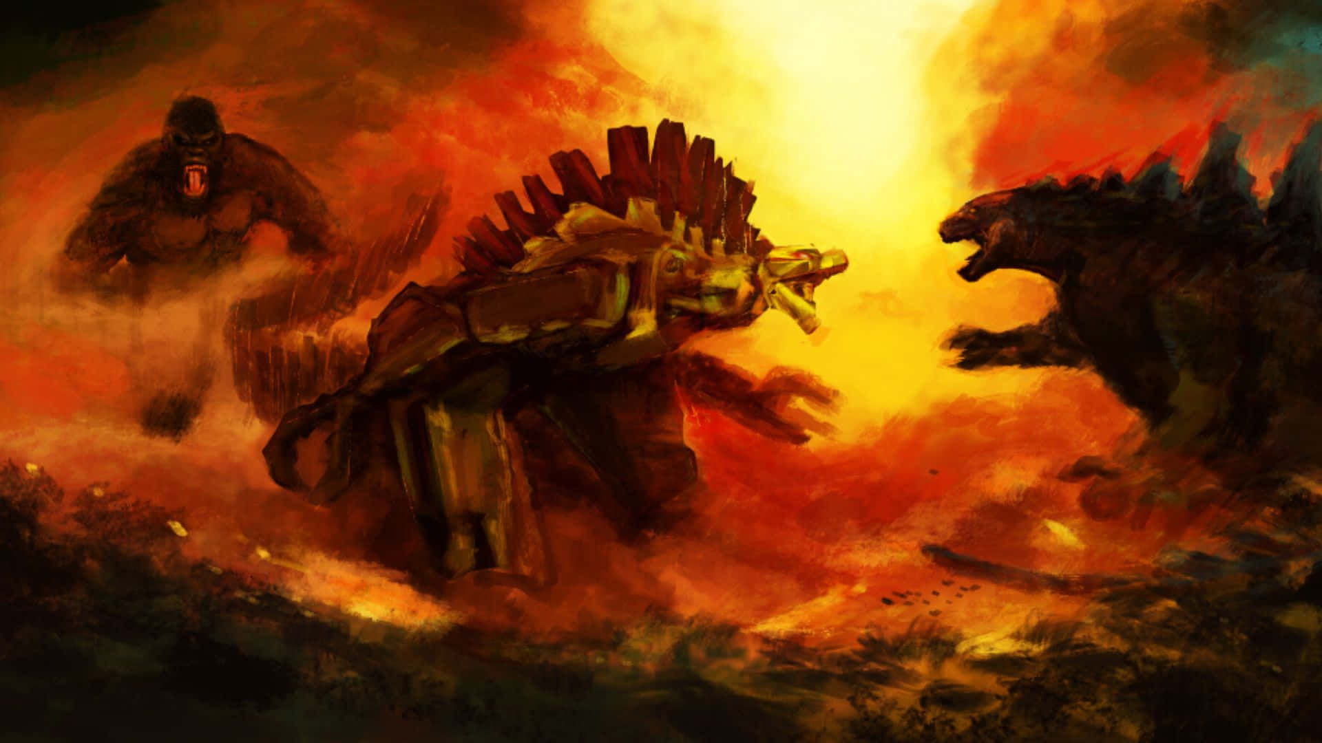Epic Battle: Godzilla Vs Mechagodzilla Wallpaper
