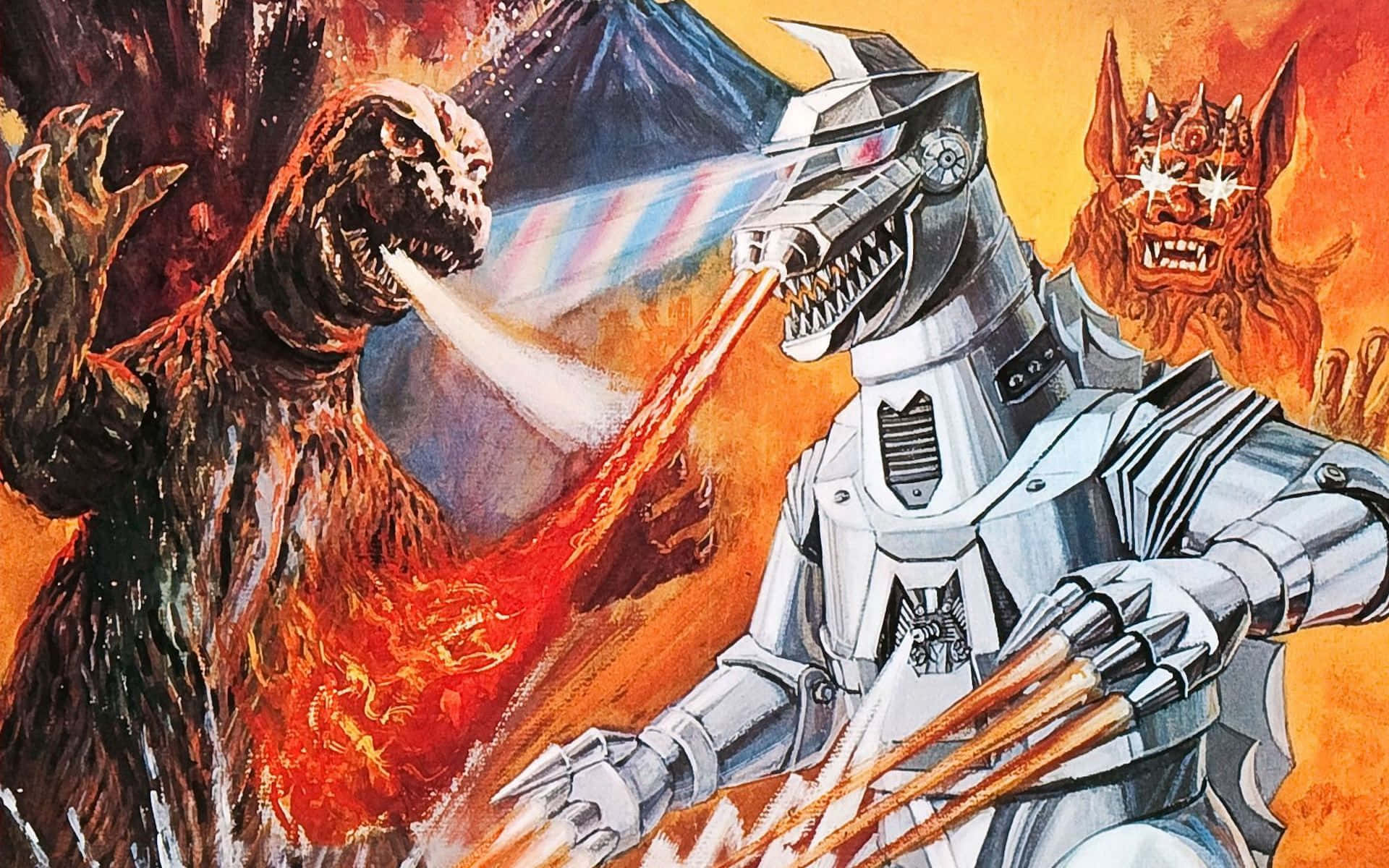 Epic Battle Between Godzilla and Mechagodzilla Wallpaper