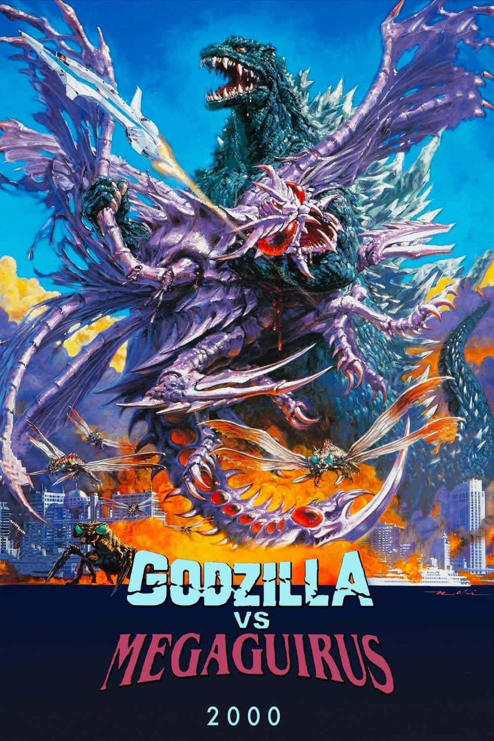Godzilla facing off against Megaguirus in an epic battle Wallpaper