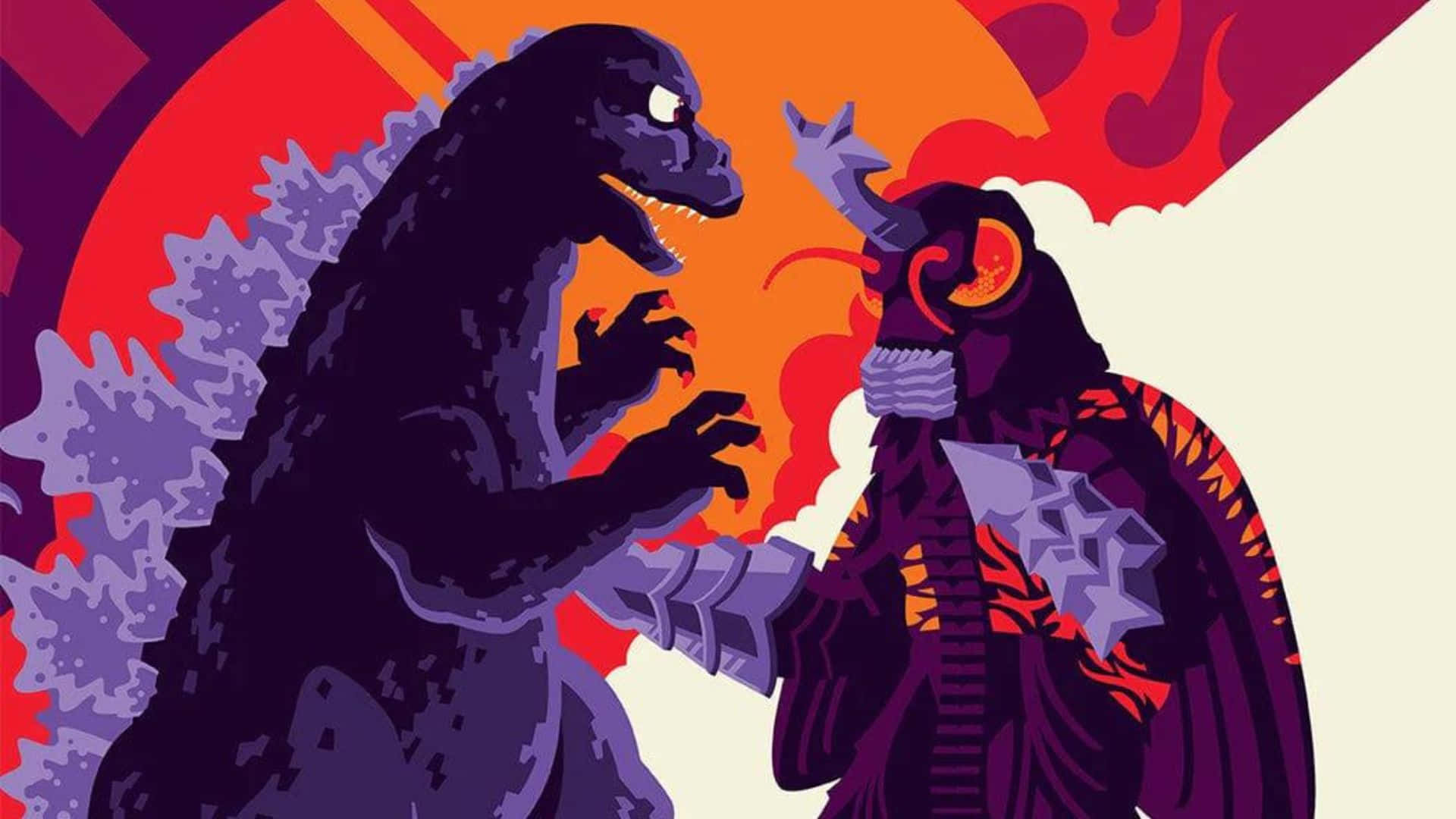 Epic battle between Godzilla and Megalon Wallpaper