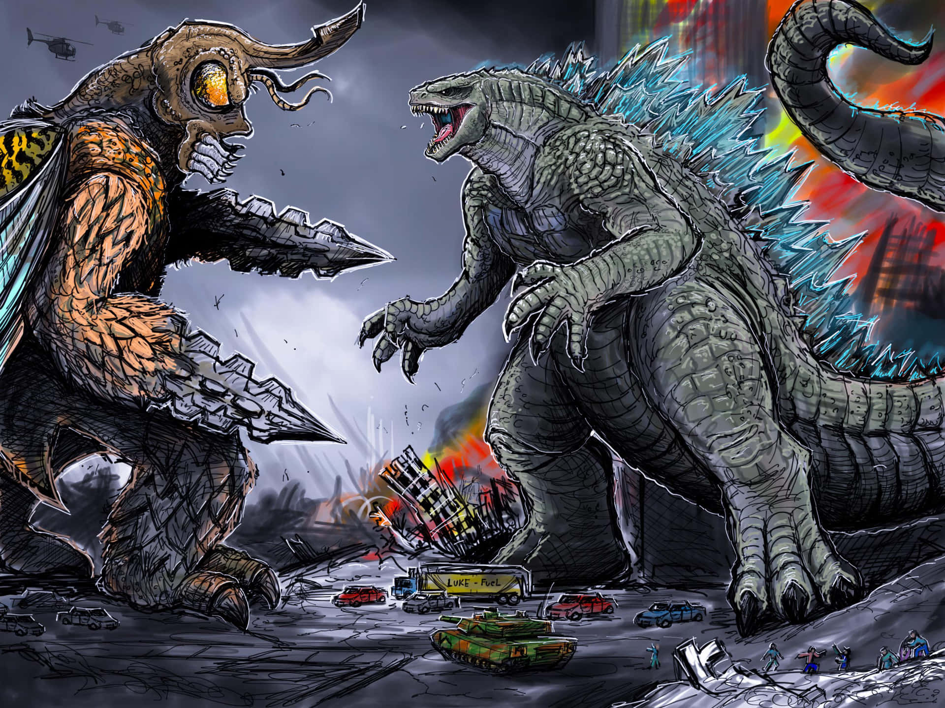 The Iconic Clash: Godzilla Vs Megalon Wallpaper