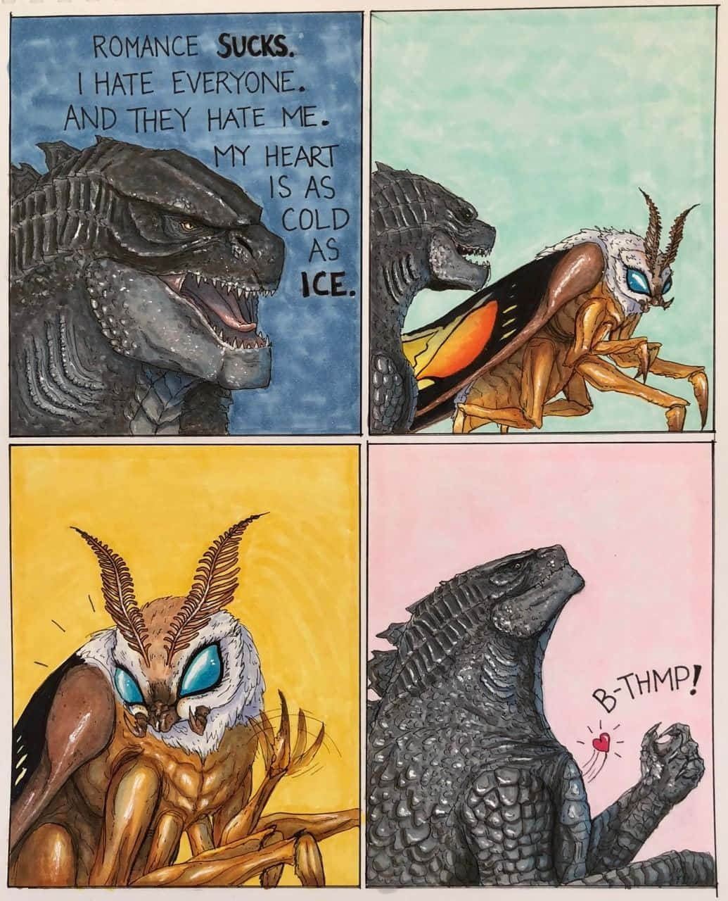 Epic showdown between Godzilla and Mothra Wallpaper