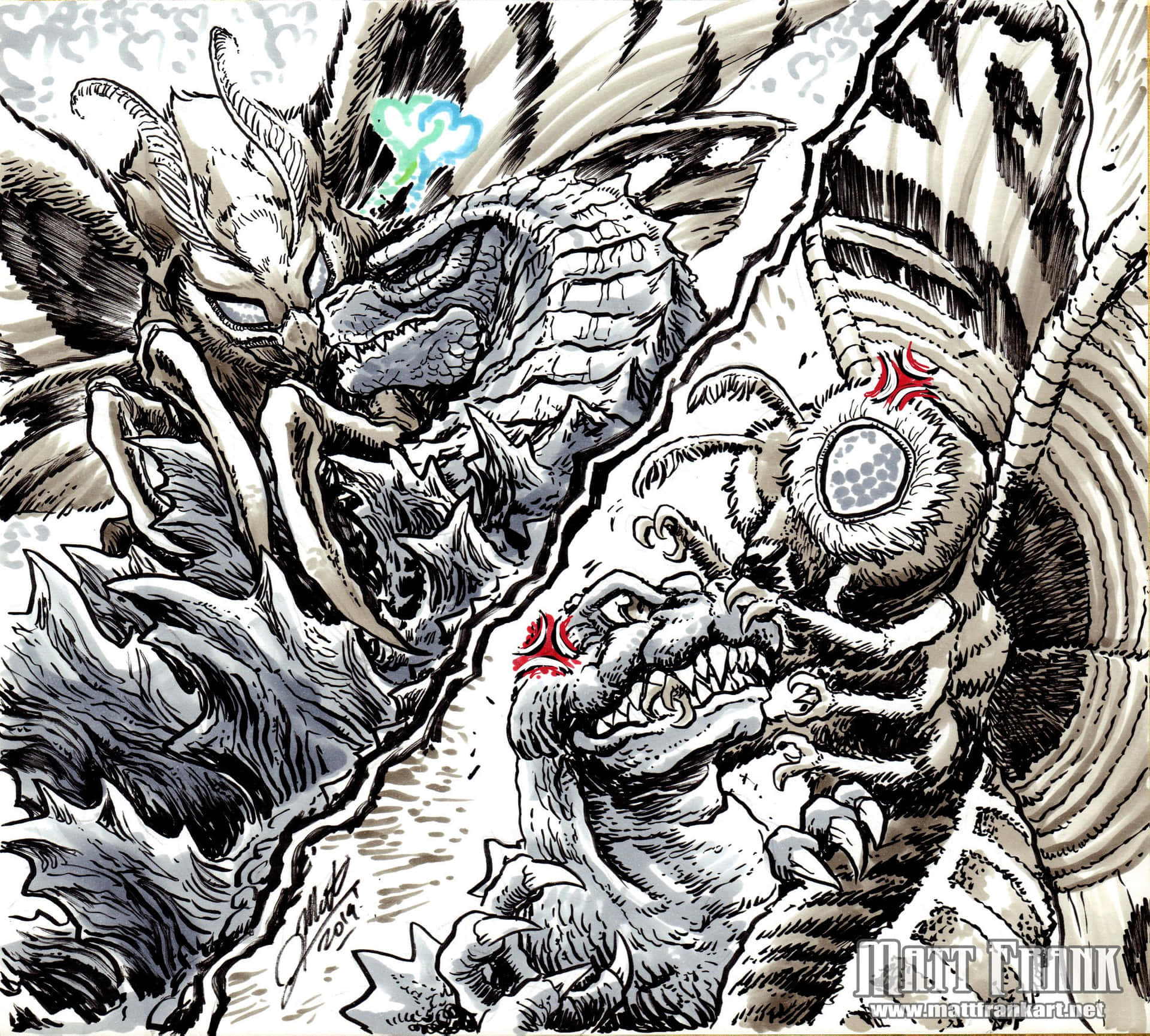Godzilla and Mothra facing off in an epic battle Wallpaper