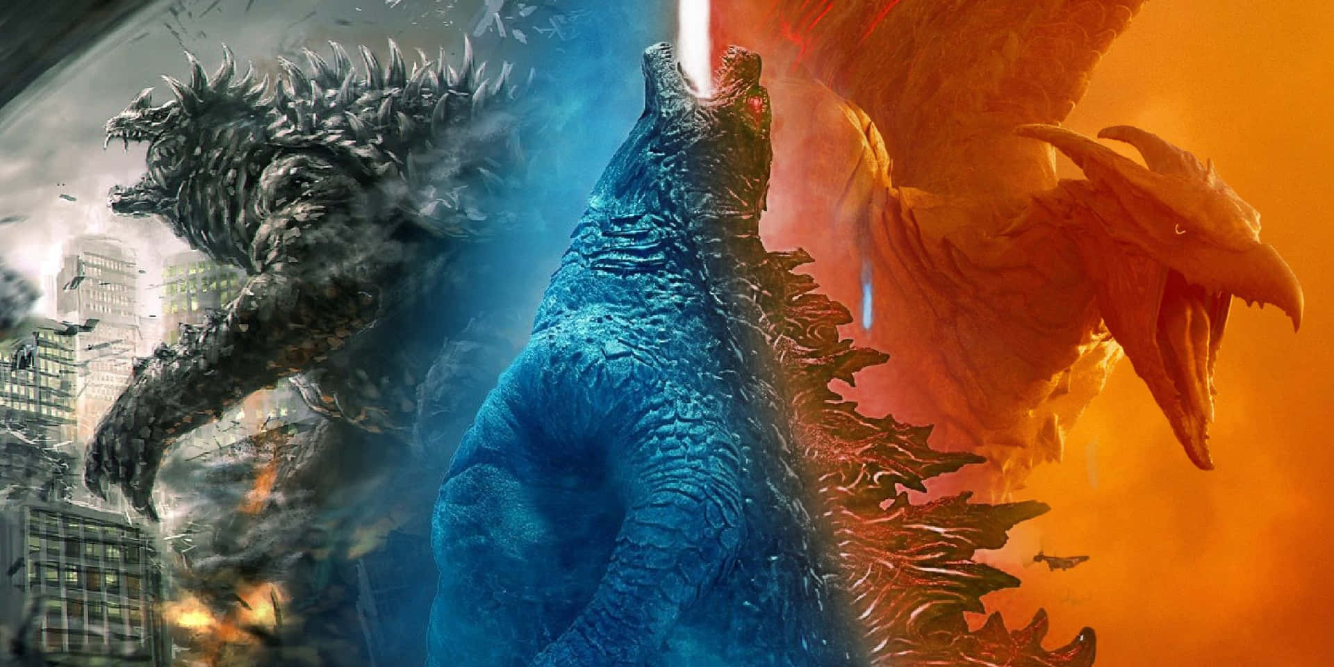 Épicabatalla Entre Godzilla Y Rodan Fondo de pantalla