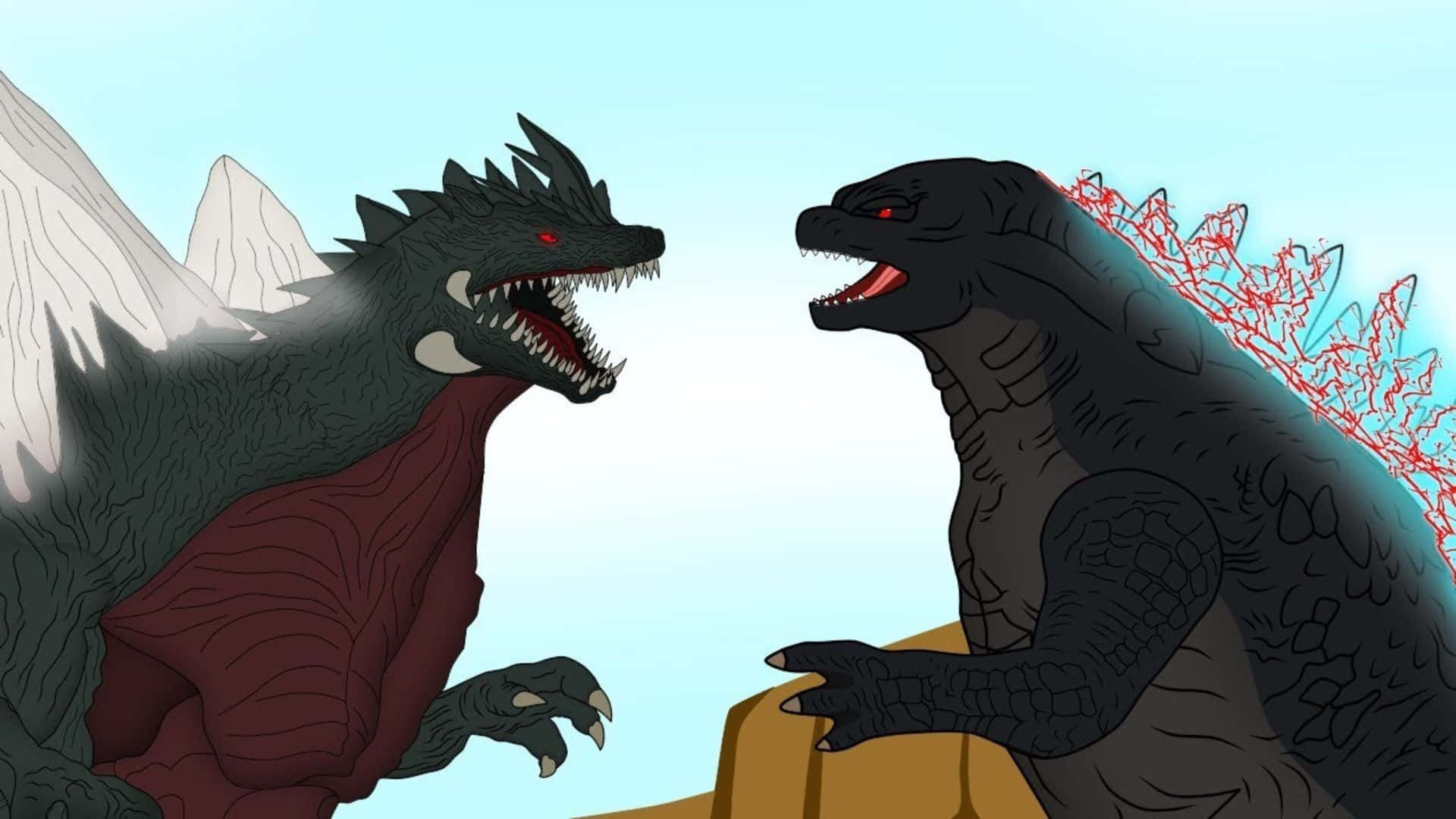 Epic Battle Between Godzilla and SpaceGodzilla Wallpaper