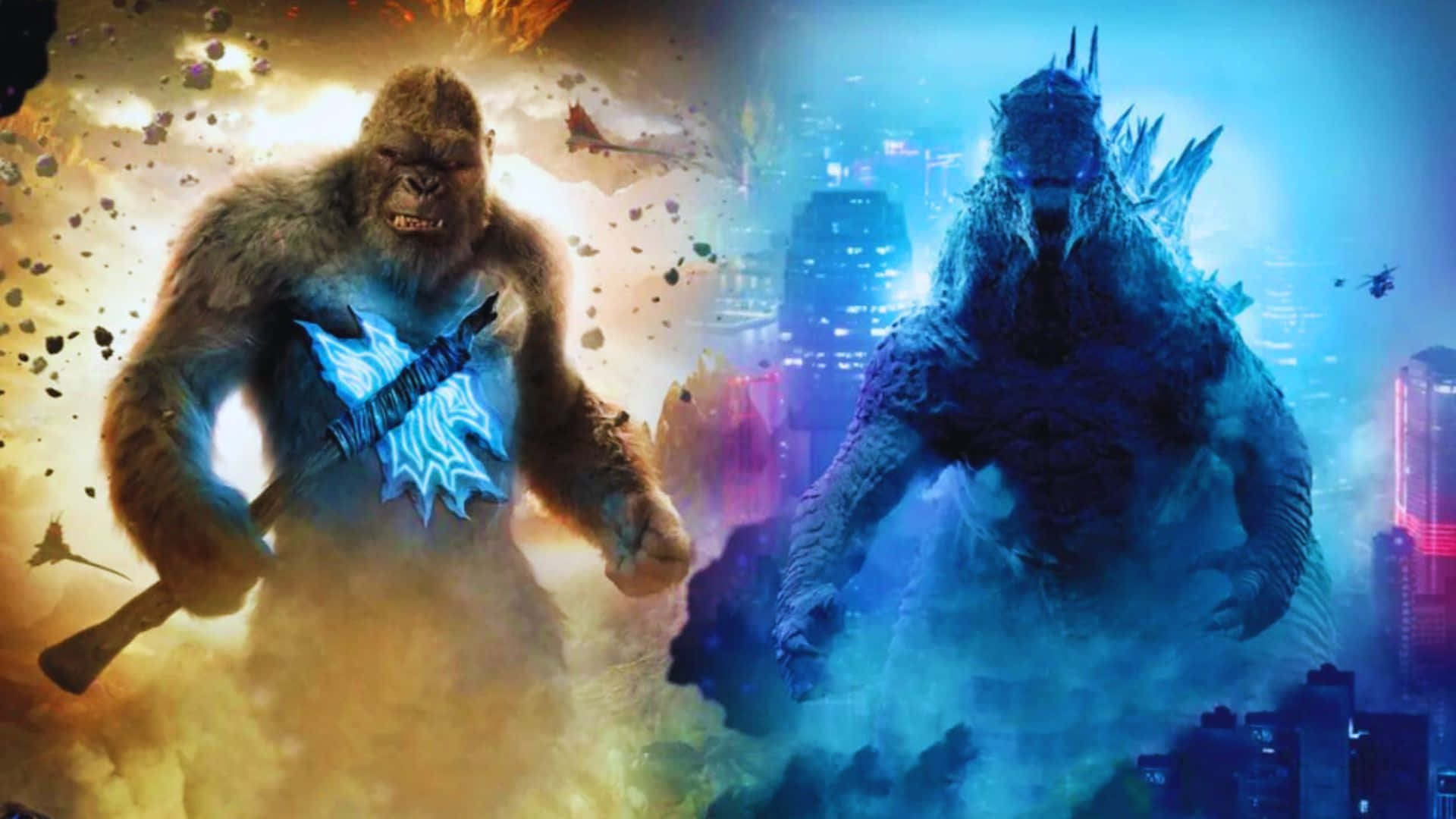 Godzillavs Kong Epic Battle Artwork Wallpaper