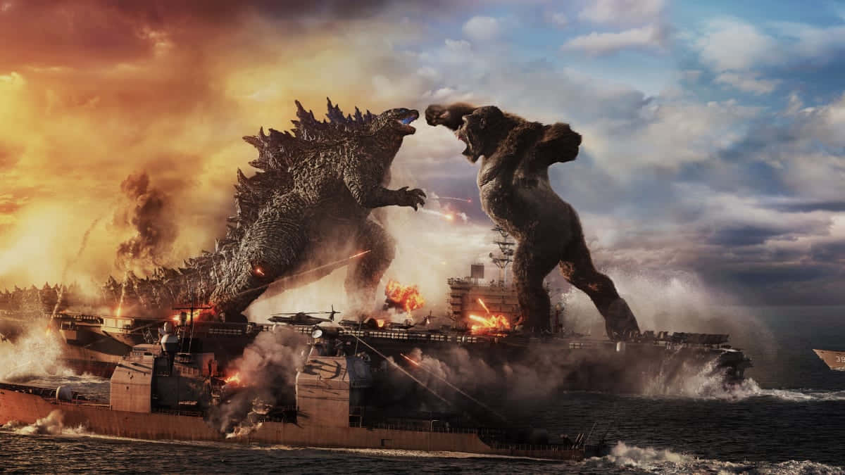 Godzilla Vs Kong Eepos Taistelu Merellä Taustakuva