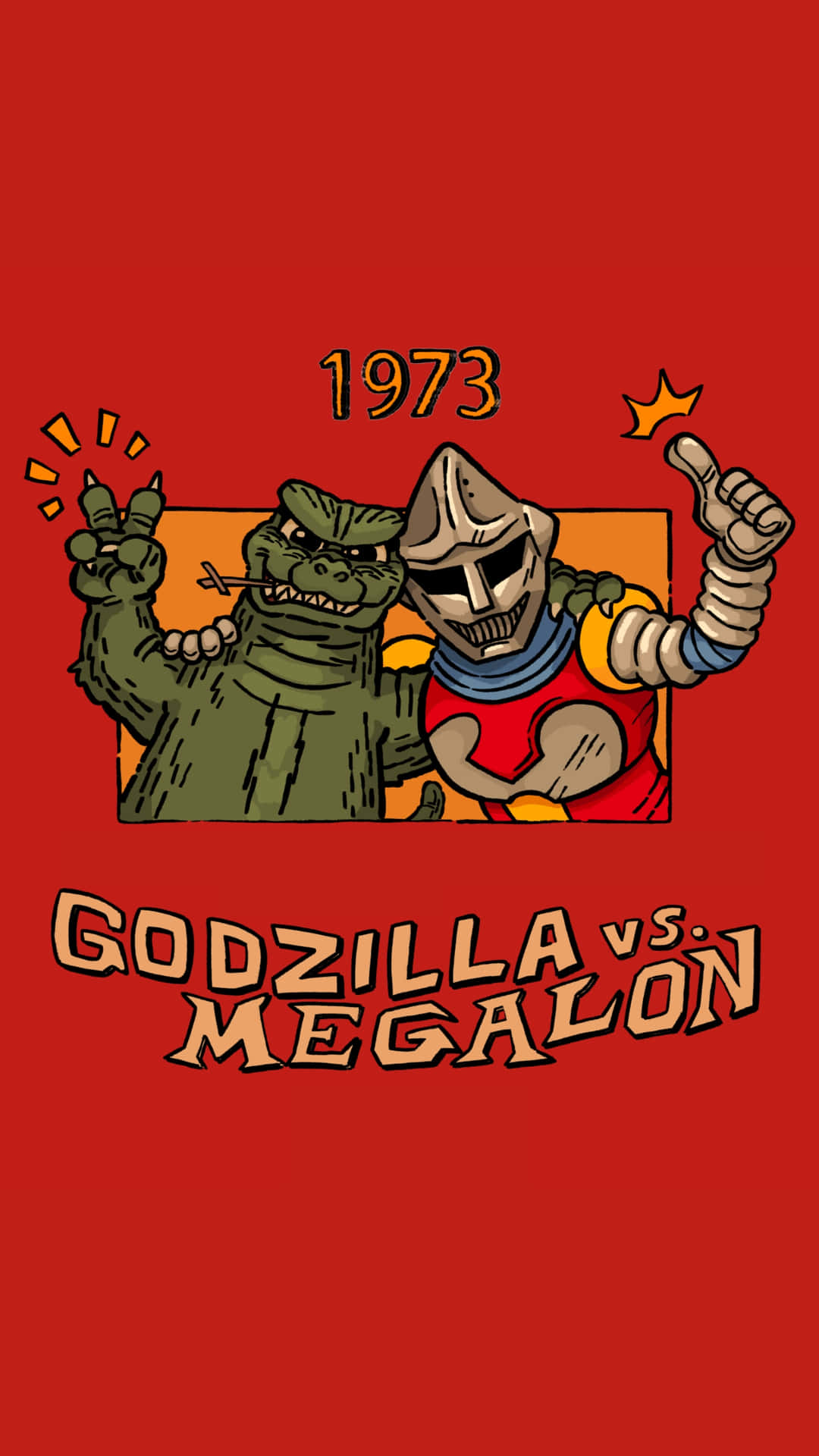 Godzilla Vs Megalon 1973 Kunstwerk Achtergrond