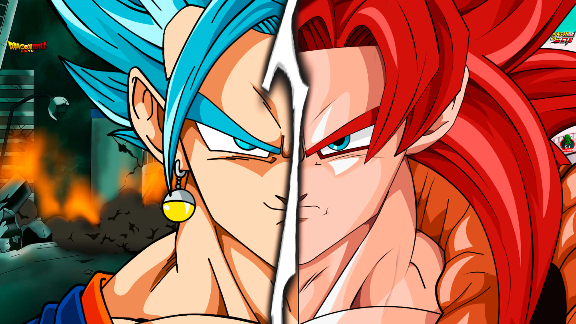 Feel the power of the combined strength of Gogeta and Vegito Wallpaper