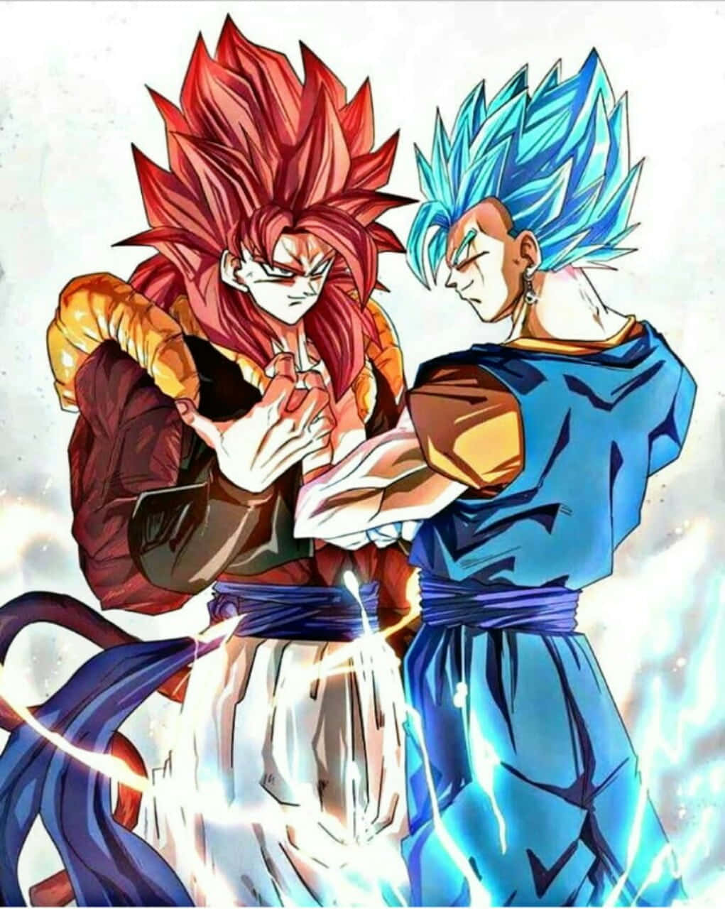 "The Legendary Fused Saiyans Gogeta and Vegito, Ready to Take on Any Challenger" Wallpaper