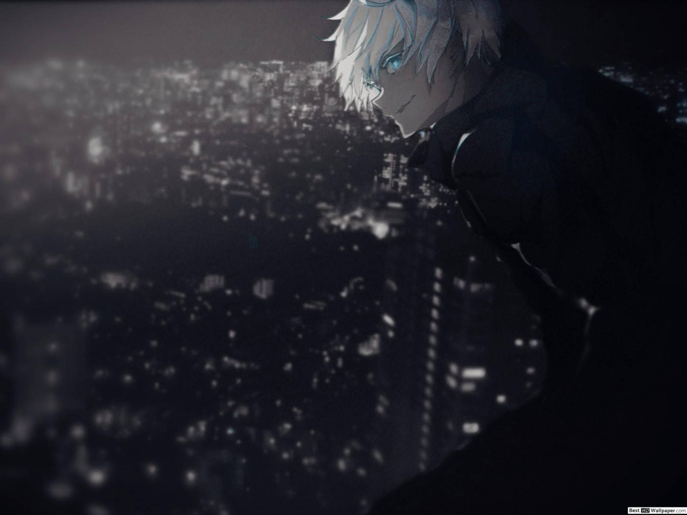 A Character In A Black Outfit Standing In A City Wallpaper