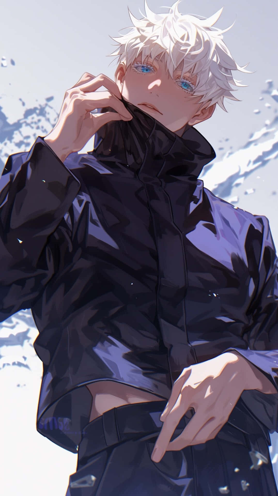 Gojo Satoru Snowy Backdropi Phone Wallpaper Wallpaper