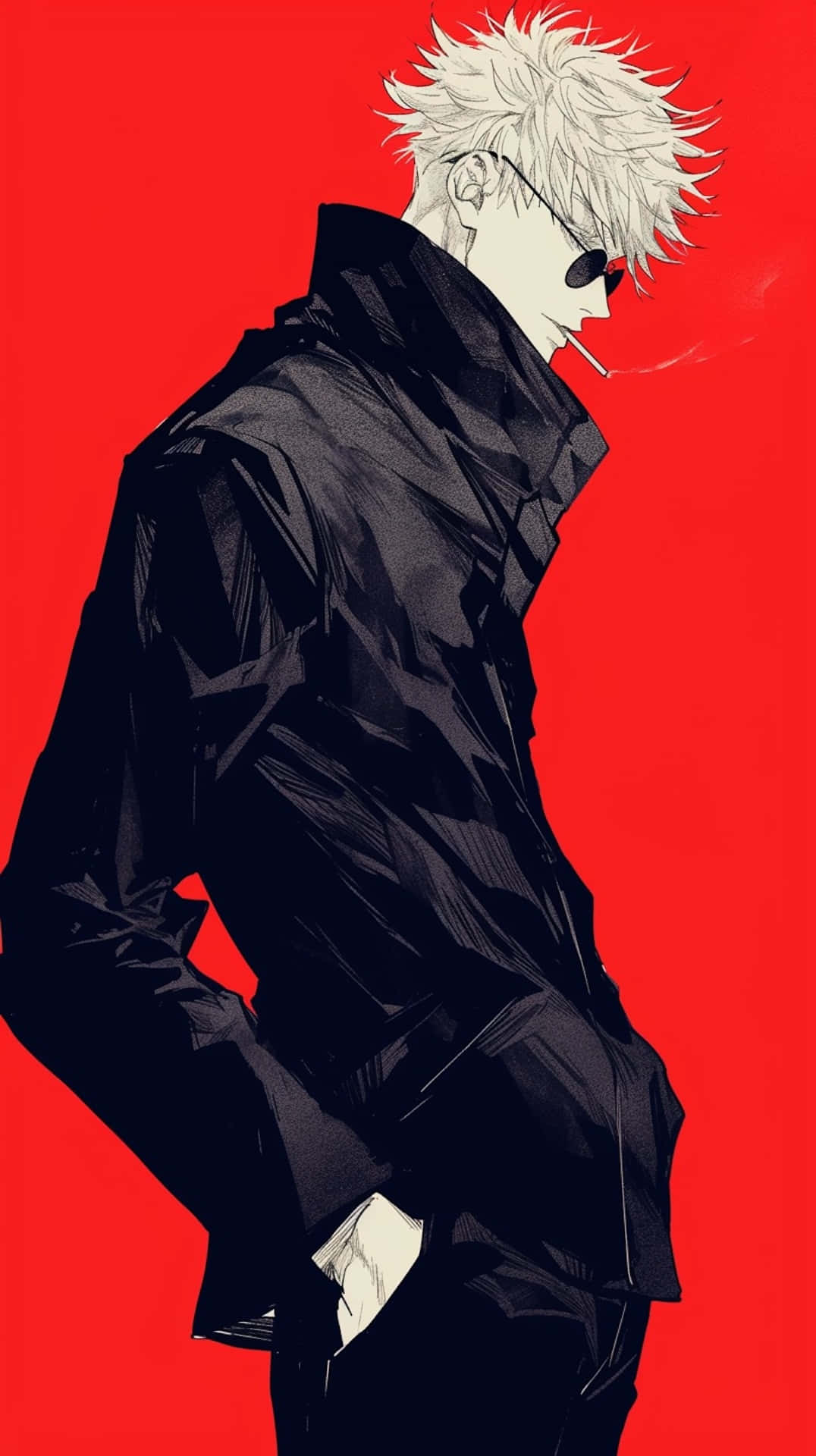 Gojo Satoru Stylish Dengan Latar Belakang Merah Wallpaper