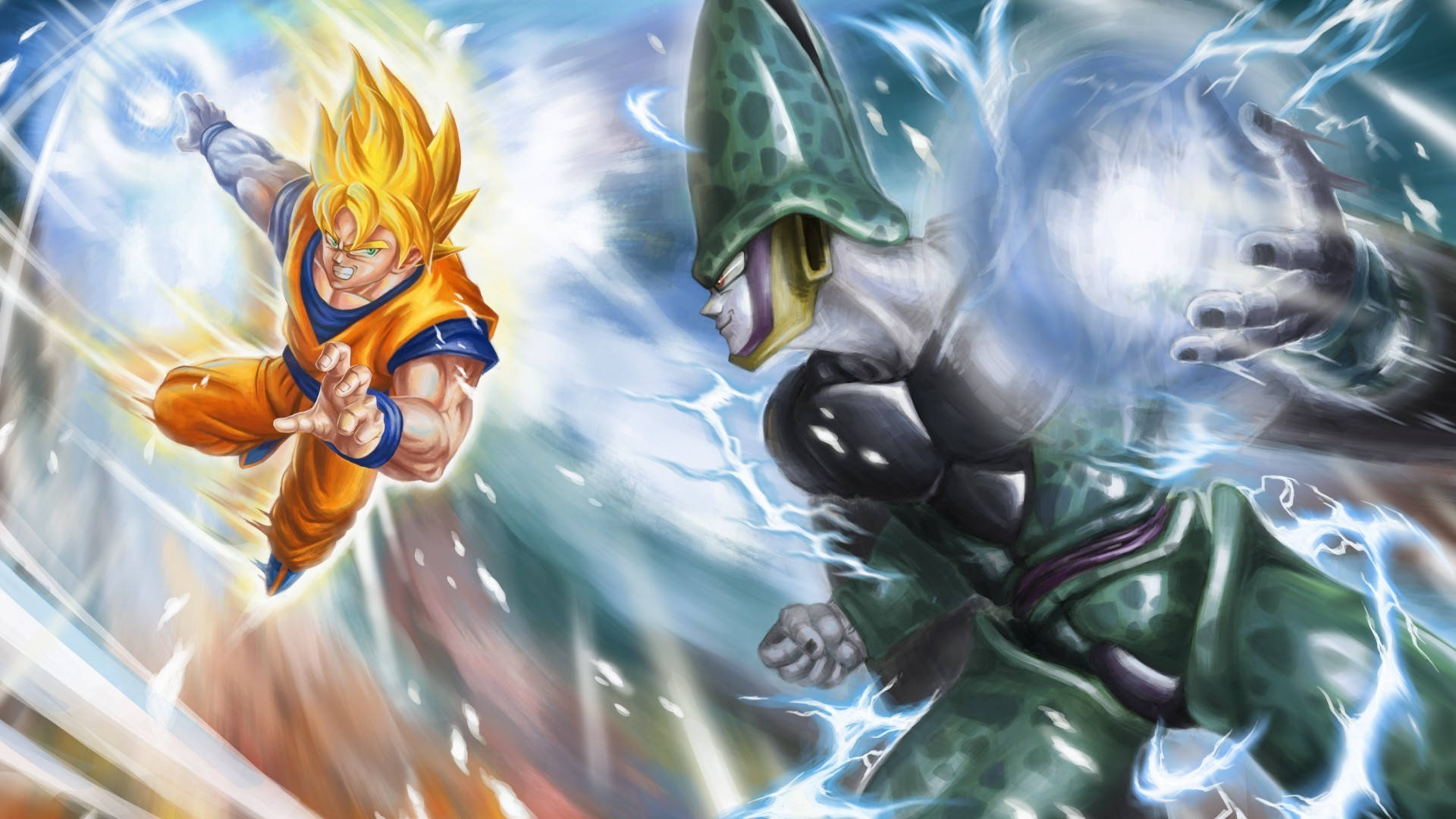 Goku4k Ultra Hd Som Slåss Mot Cell. Wallpaper