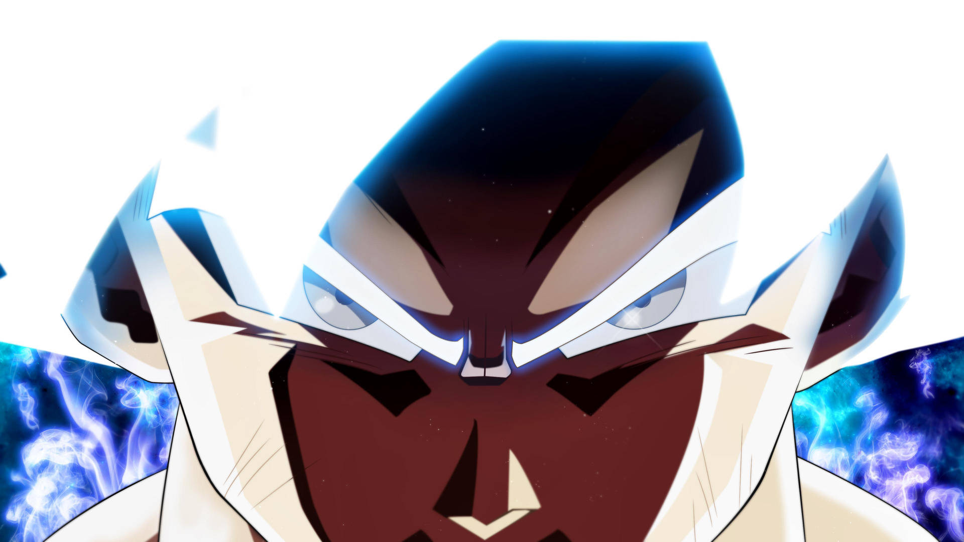 Goku4k Ultra Hd-skrivbordsunderlägg Med Lysande Vitt Hår. Wallpaper