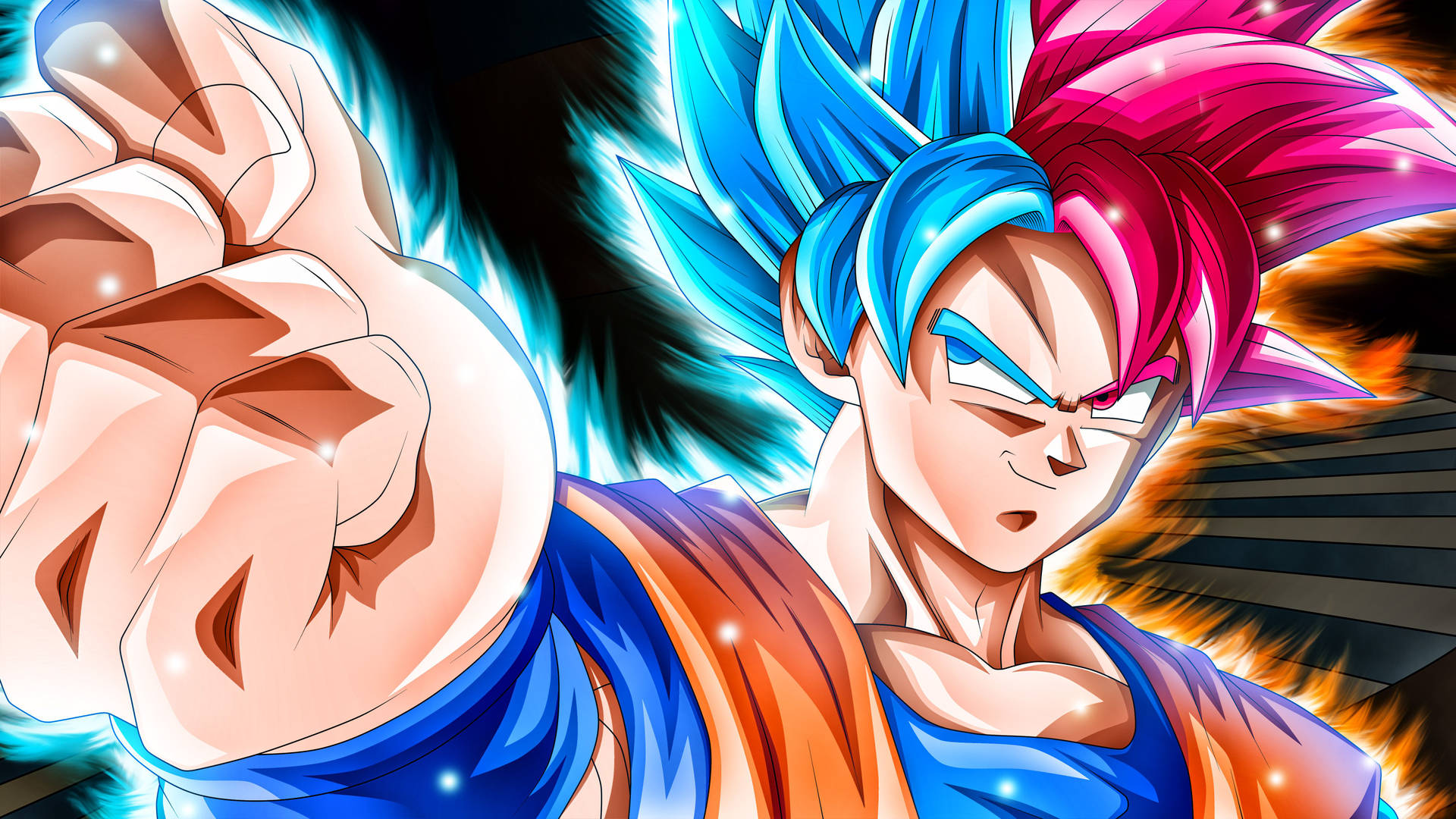 Goku4k Ultra Hd Halv Blå Rosa. Wallpaper