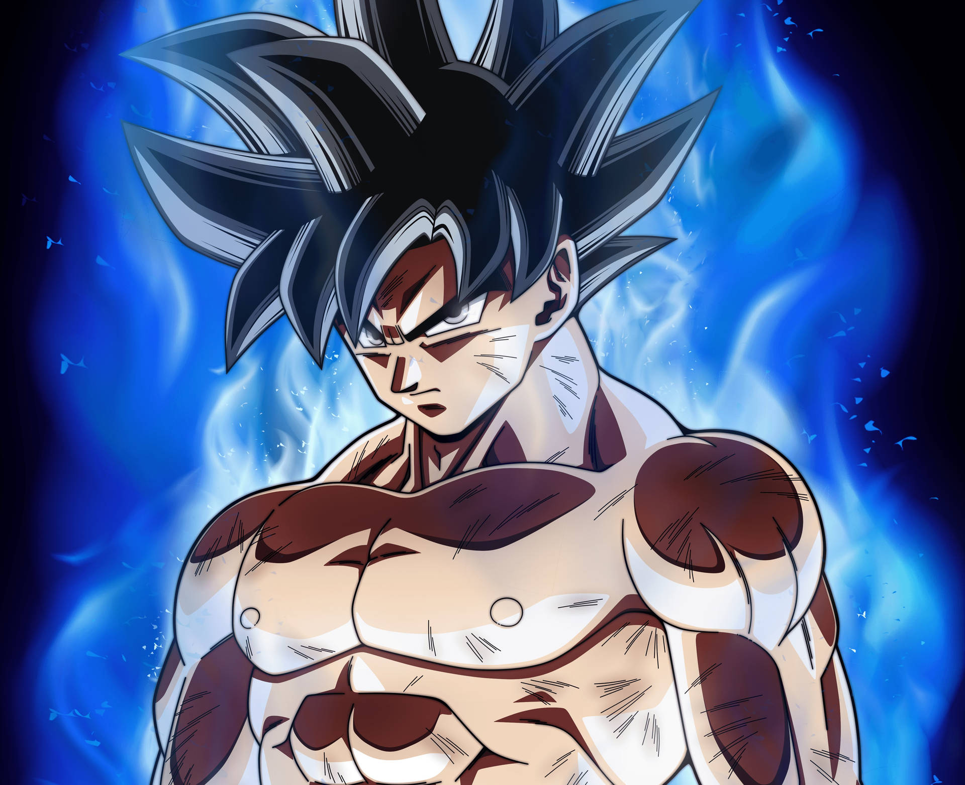 Goku 4k Ultra Hd Shirtless Blue Aura Wallpaper