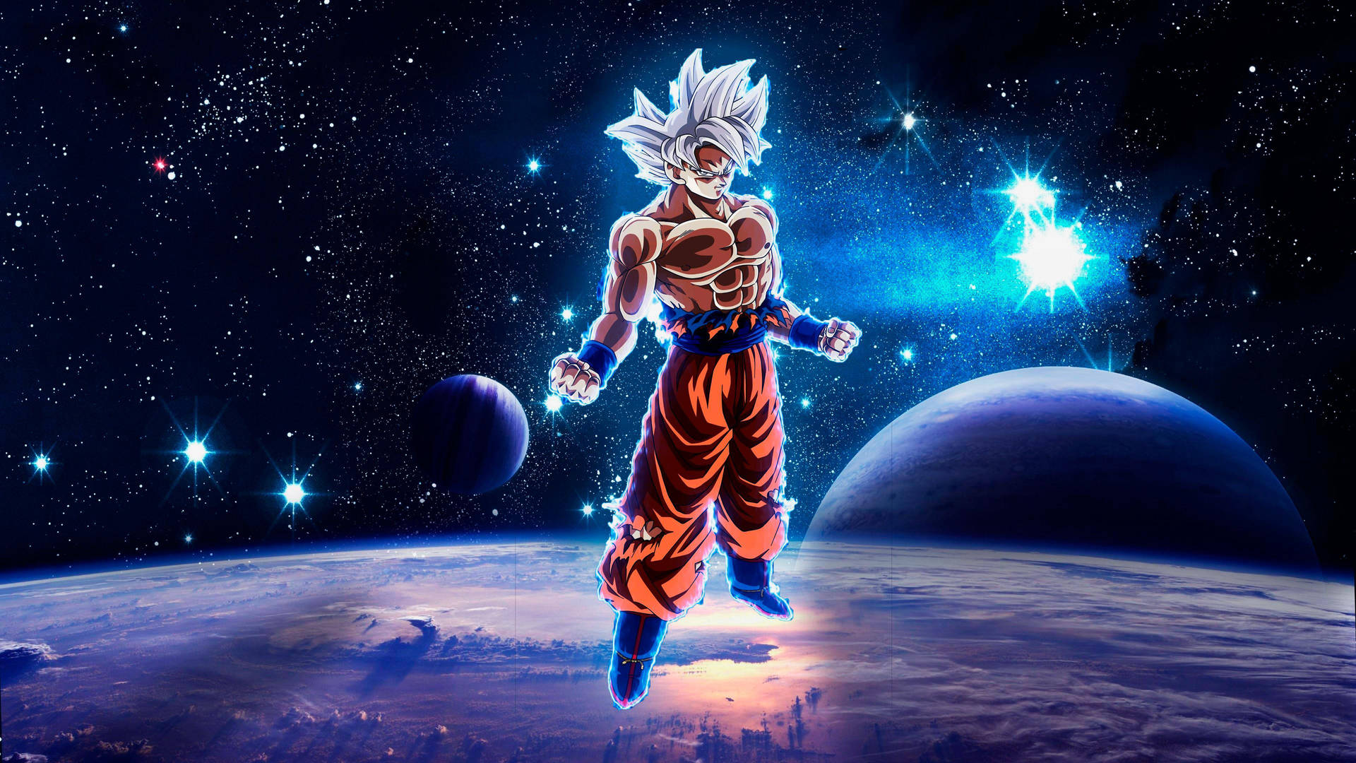 Goku 4k Ultra Hd Shirtless In Space Wallpaper