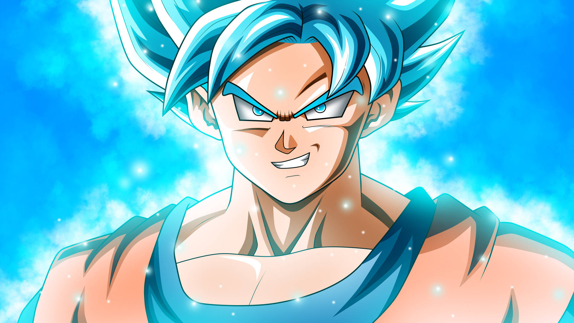 Goku 4k Ultra Hd Sorridente Super Saiyan Blu Sfondo