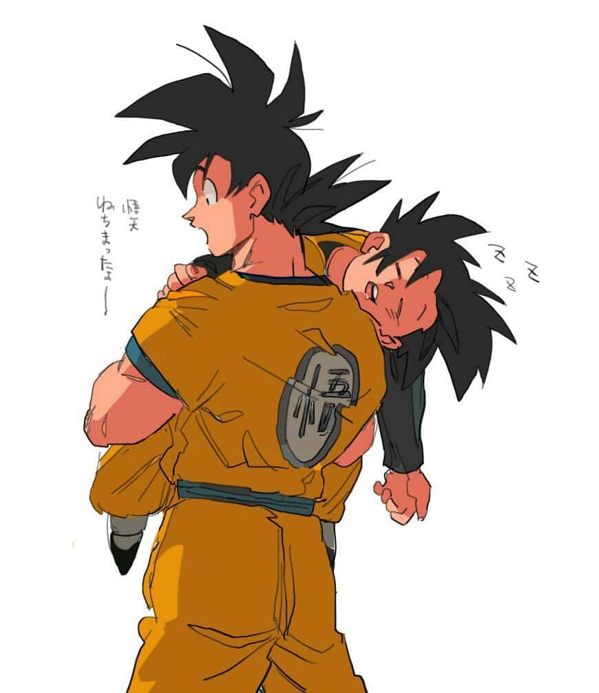 Goku lovingly embraces Chichi Wallpaper