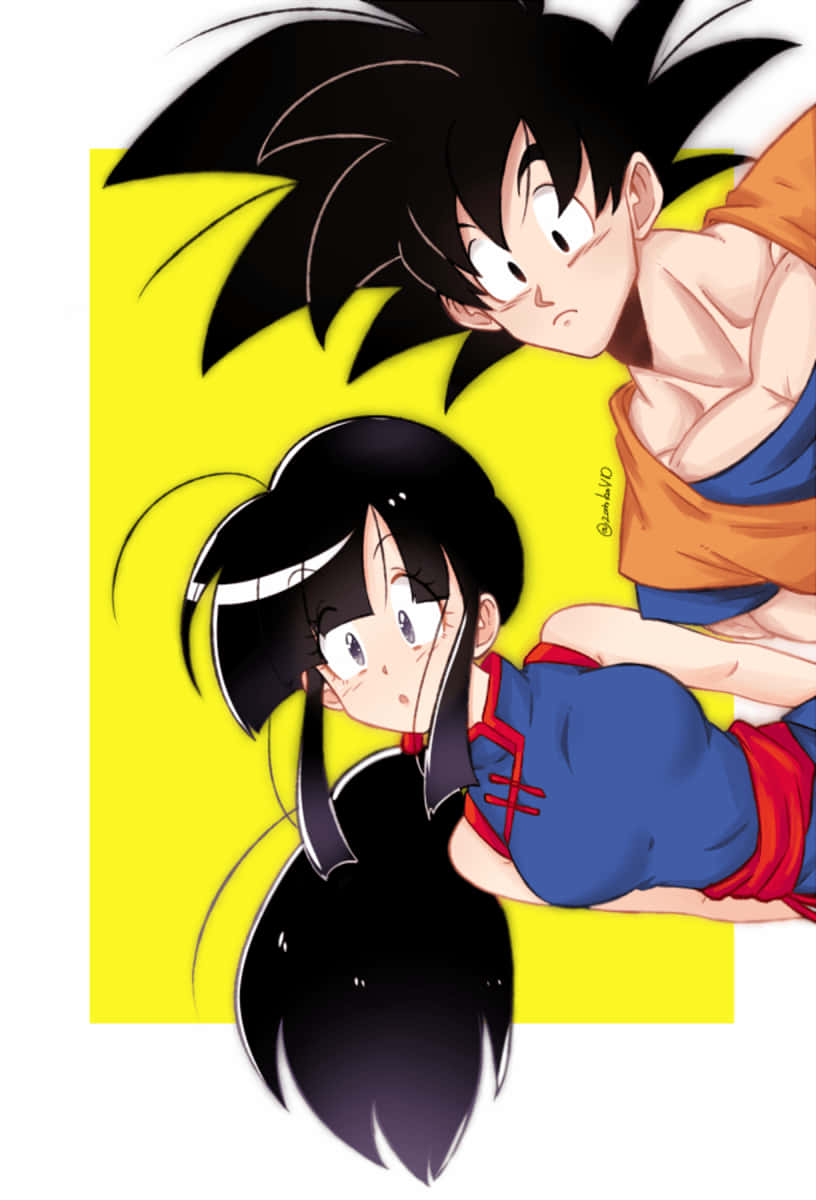 Dragonball Goku Und Chichi Beim Hineinschauen Wallpaper